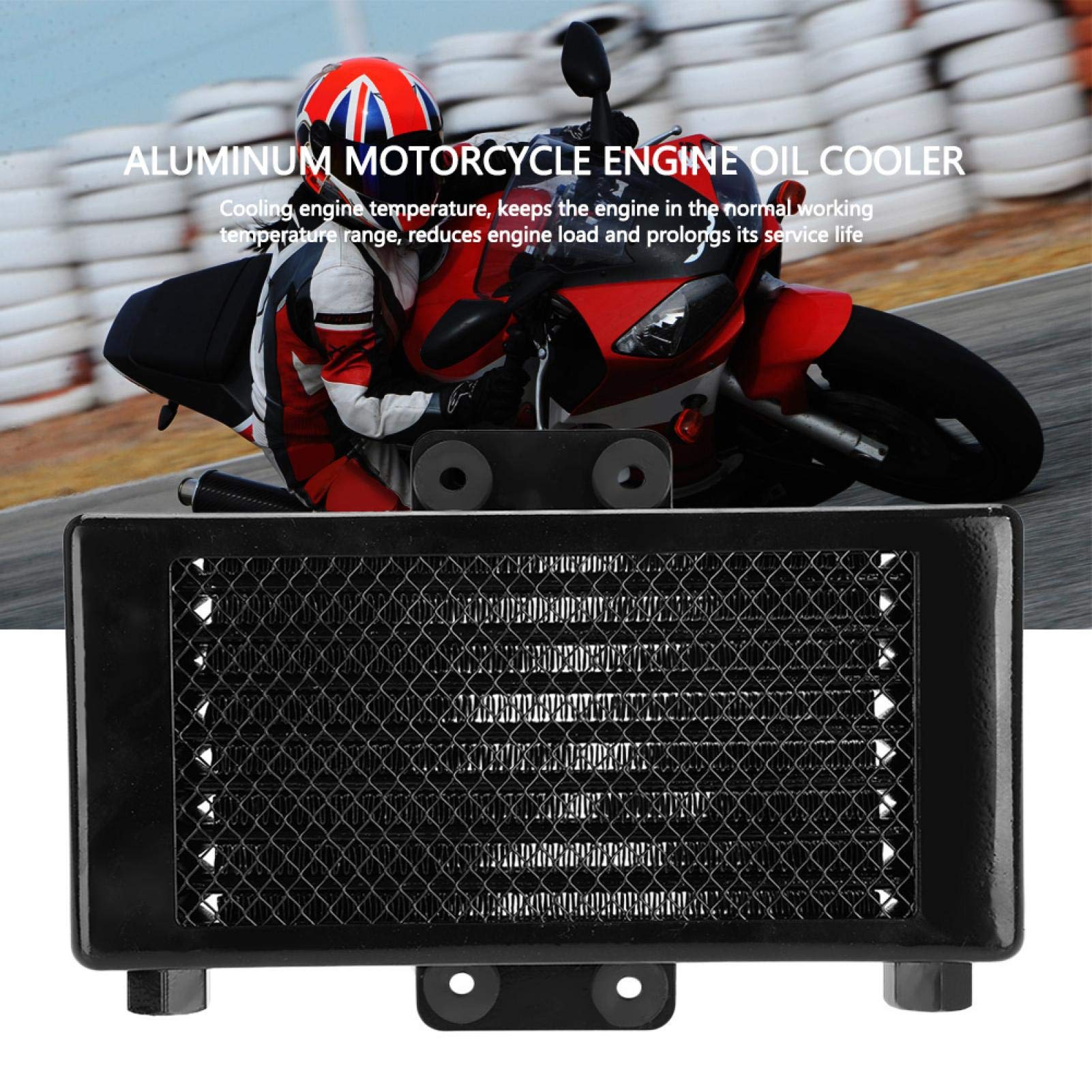 Radiatore del radiatore dell'olio motore, aggiornamento del radiatore di raffreddamento del radiatore dell'olio del motore da 125 ml per motori 125CC-250CC in alluminio(Nero)