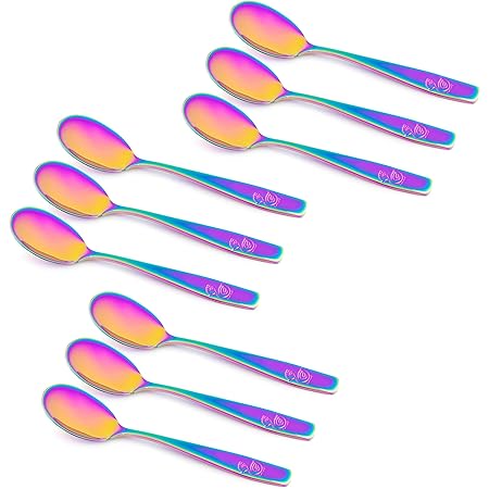 Amazon Com 9 Piece Stainless Steel Rainbow Kids Spoons Kids Cutlery Child And Toddler Safe Flatware Kids Silverware Kids Utensil Set Includes A Total Of 9 Spoons Ideal For Home And Preschools Baby