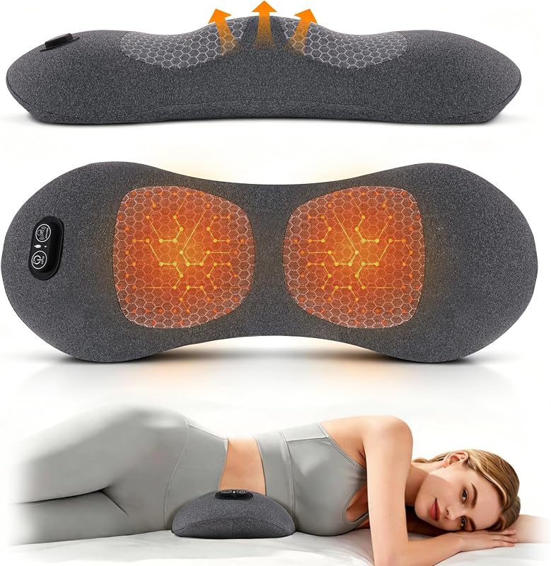 Masajeador de espalda inalámbrico 3 en 1 con columna lisa y triple fusión para ciática | Almohada de soporte Lumbar recargable de 5000mAh, alivio del dolor, tejido profundo, masajeador de calor para dormir en la cama, silla de oficina, uso doméstico