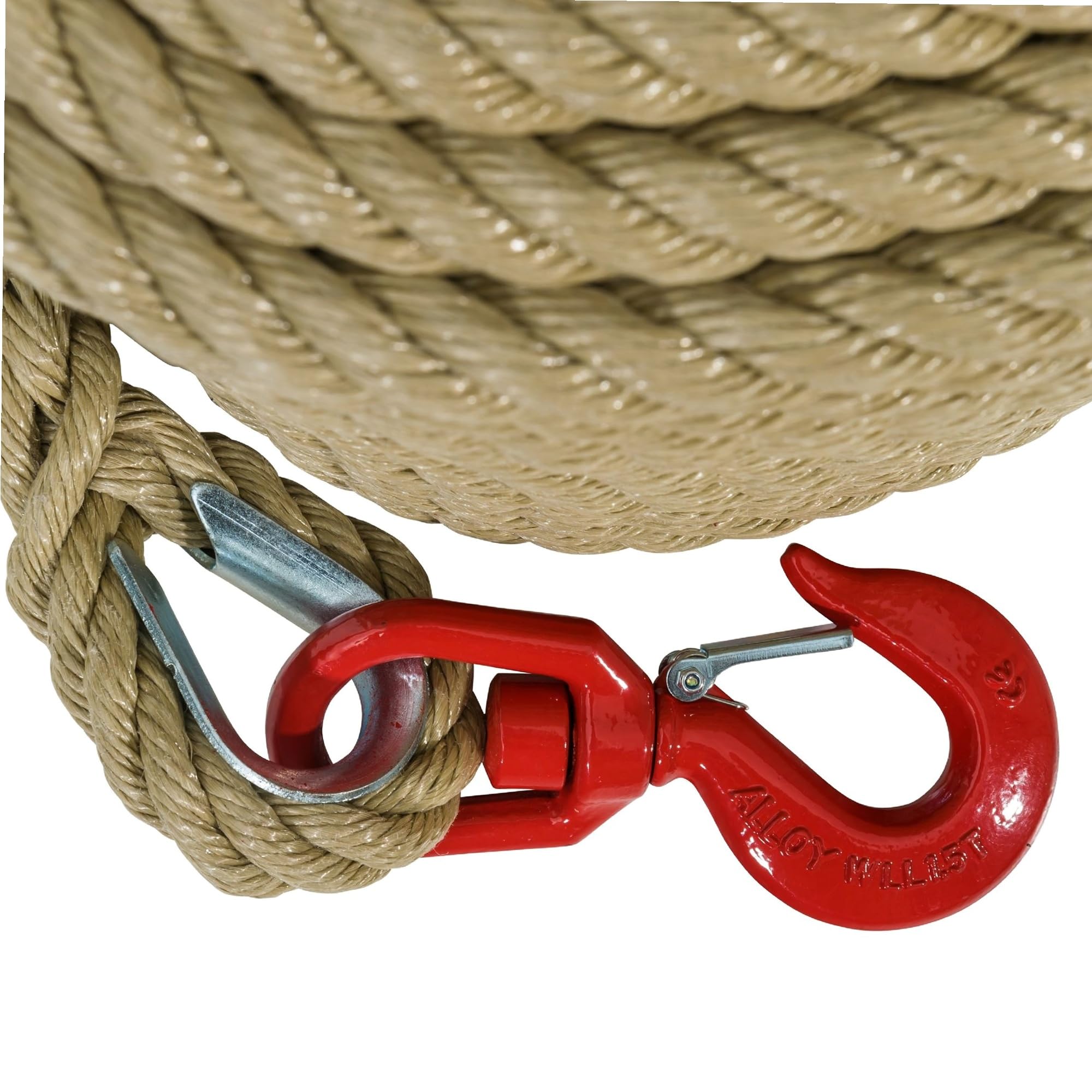 WERKA PRO Corde à Poulie avec Crochet - Ø20mm - Longueur 30m - Résistance 3 Tonnes - Polypropylène Tressé 4 Brins - Usage Manuel Bricolage - Stockage Sec Requis - Code EAN 3700723405928