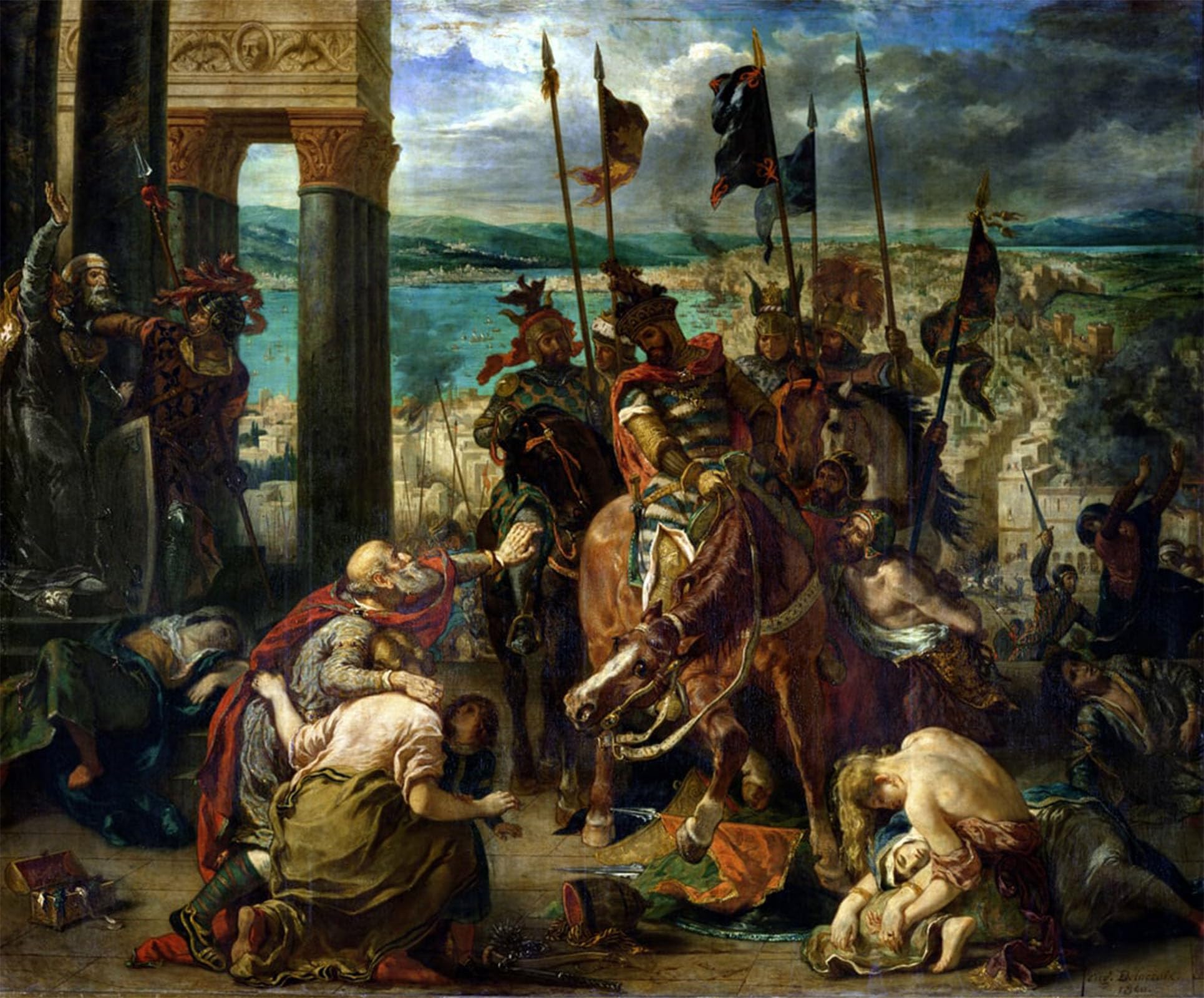 RZHRHJES Vintage Picture Wall Picture Painting Print Poster the Entry Into Constantinople by Ferdinandeugene Delacroix Abstract Wall Art Painting for Office Decor 60x90cm