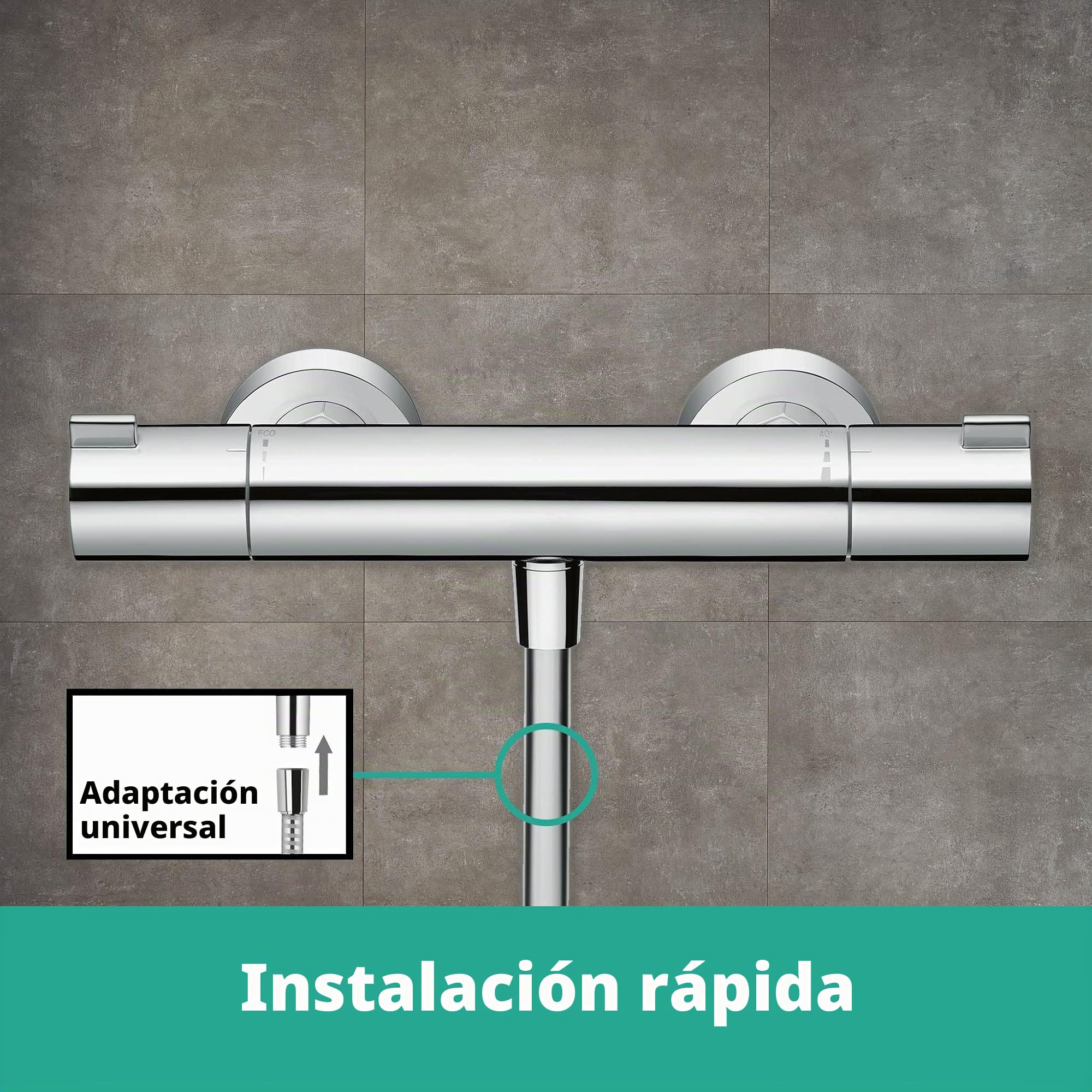 Hansgrohe Crometta Vario - Combinación de set de ducha y termostato, 2 tipos de chorro, 0,65 m, blanco/cromo