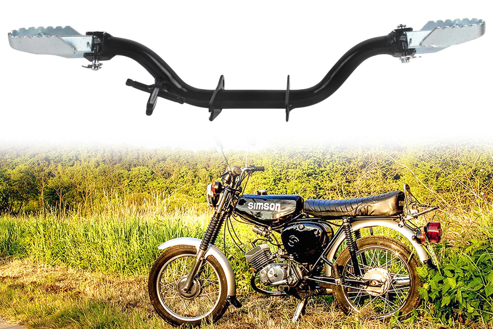 Fußrastenträger Tuning Sport, klappbare Fußrasten mit Halteplatte für Seitenständer, für Simson S50, S51, S70, S53, S83