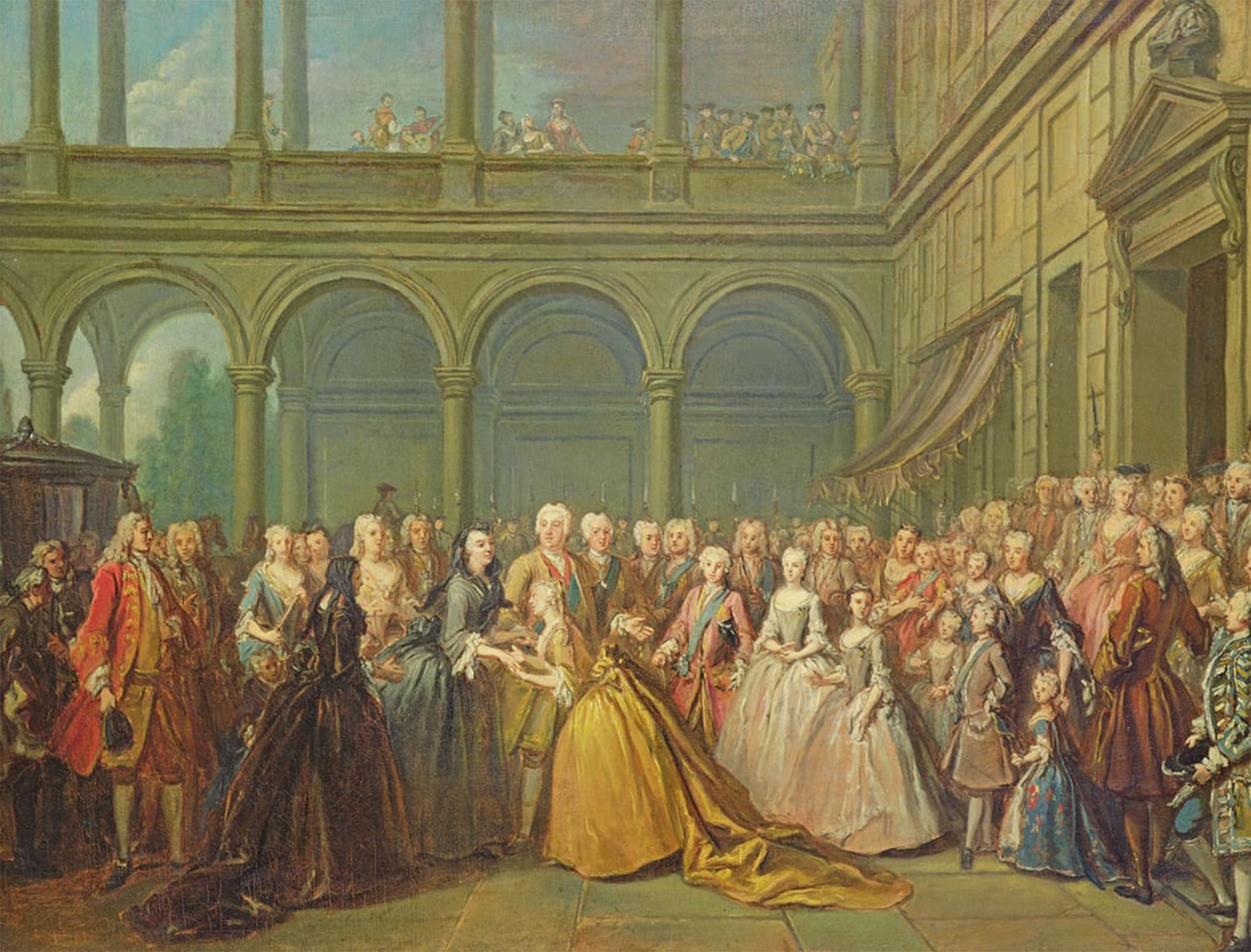 ARTXLXXBN Famous Painting Canvas Artwork Graffiti Print the Meeting At Neuhaus in Bohemia by Louis De Silvestre Portrait Canvas Image for Home Decor 60x90cm