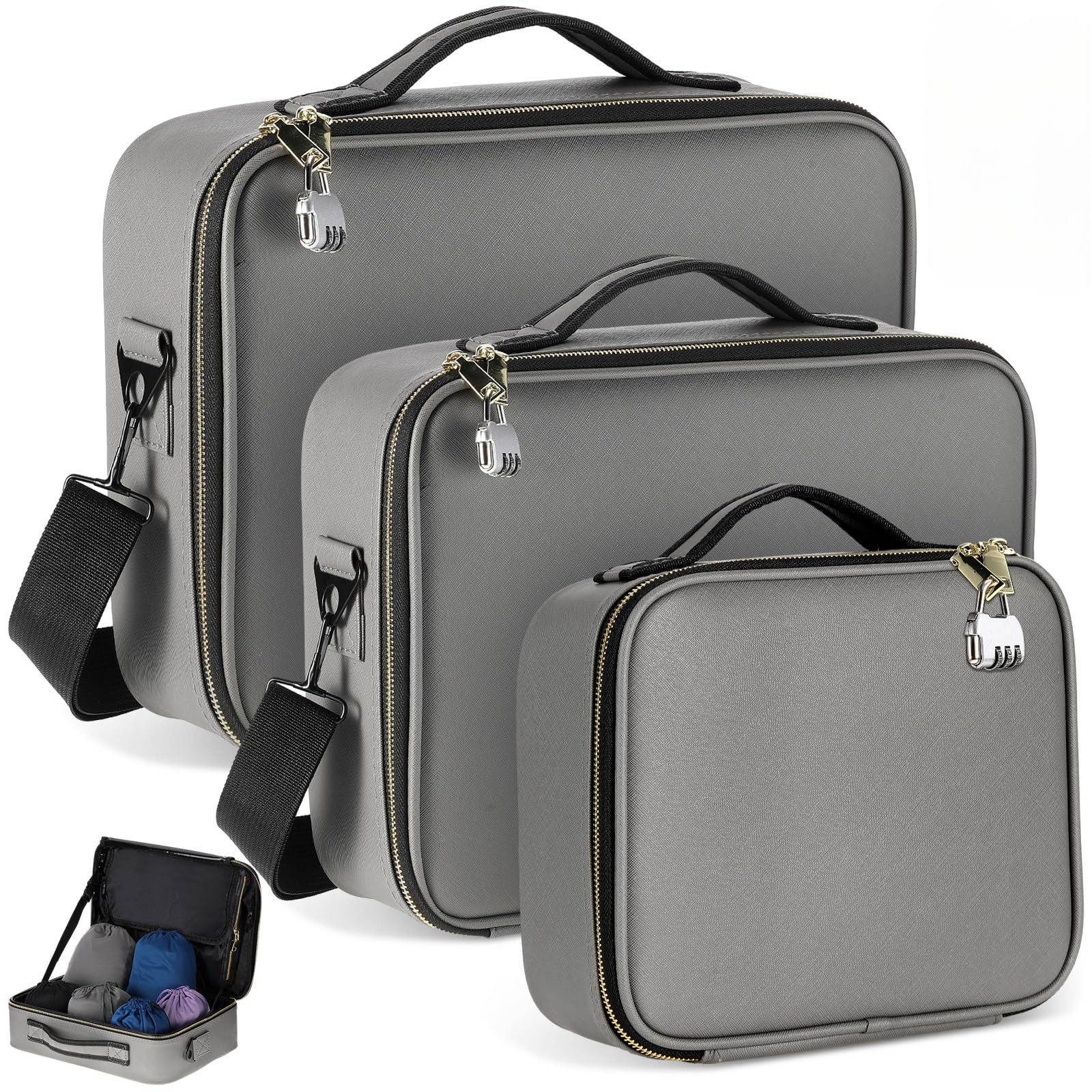 Locking Adult Game Toy Storage Box Case, 15.8 x 11.4 x 4.3 Inches, Gray