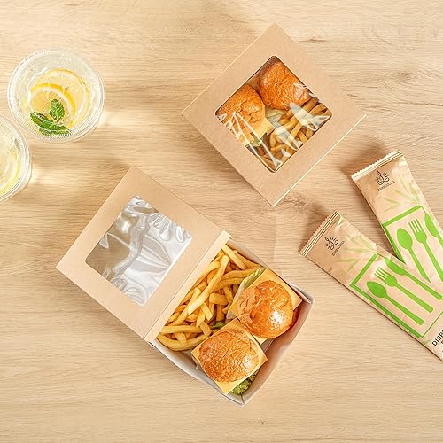 Miniatura 6 de Restaurantware Cafe Vision Cajas de postre de 27 onzas con ventana, 25 cajas resistentes para hornear, tapa desmontable, papel kraft resistente a la