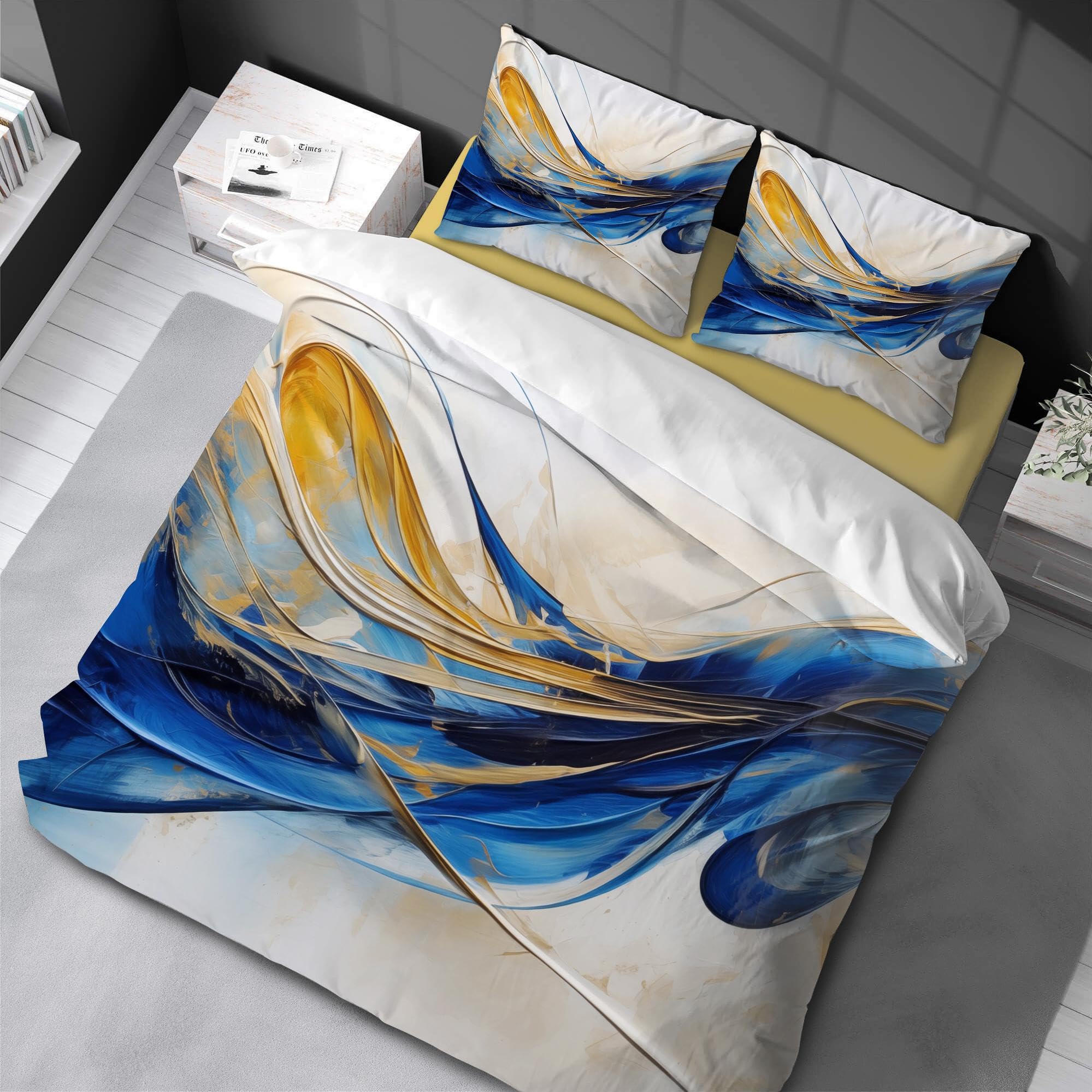 Parure de lit abstraite effet marbre finitions haut de gamme en microfibre douce