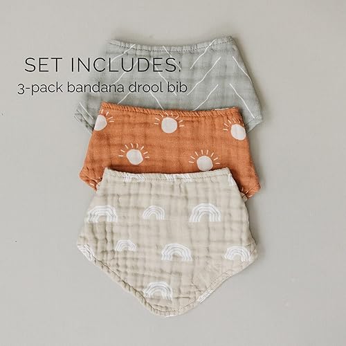 Miniatura 2 de Mebie Baby Babero de muselina de algodón, paquete de 3 baberos para eructos, escupir, baberos, baberos bandana para bebé niño o niña