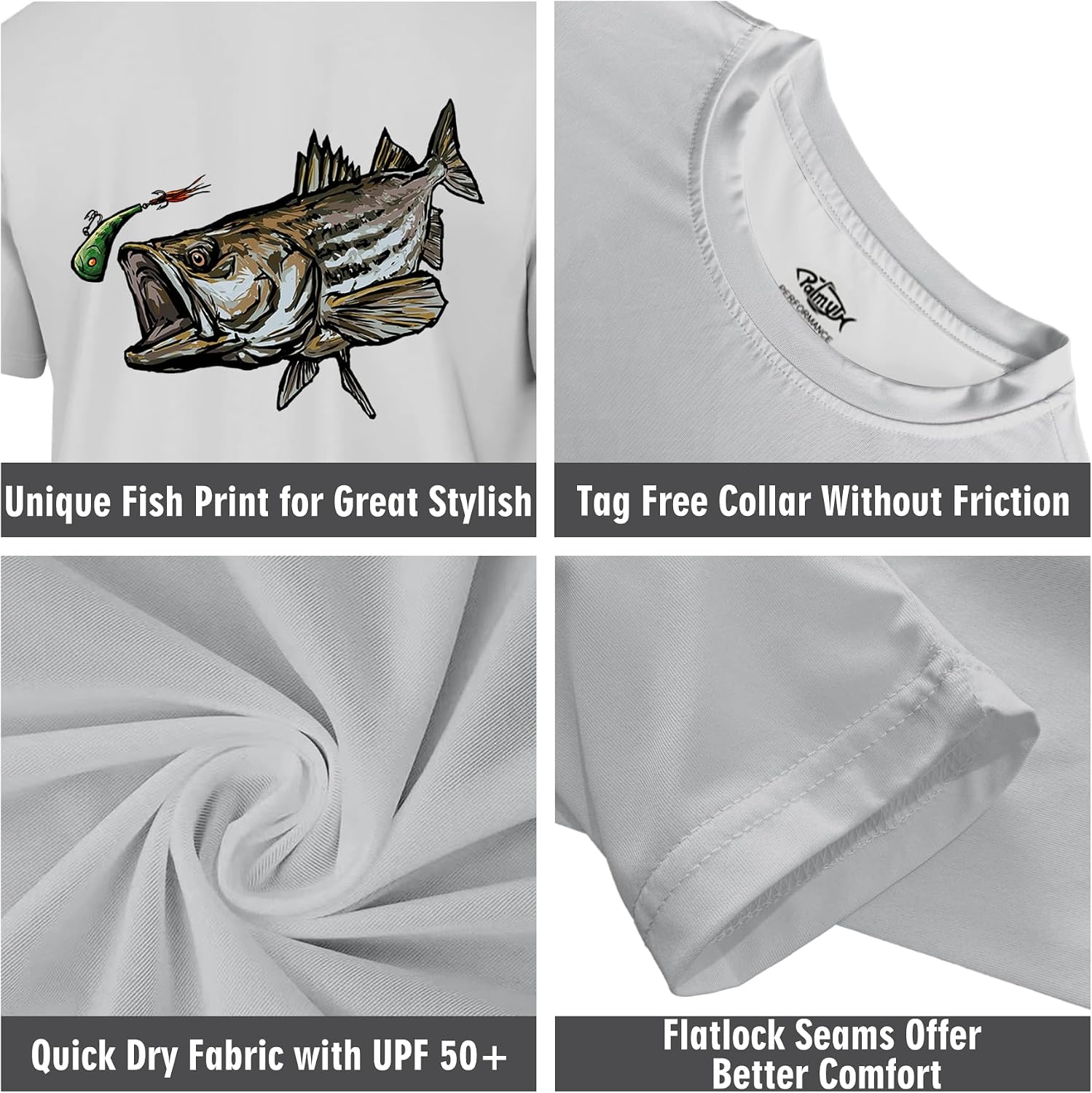 Palmyth Boys Fishing Shirt Short Sleeve UPF 50+ Youth T-Shirt Sun Protection Tee