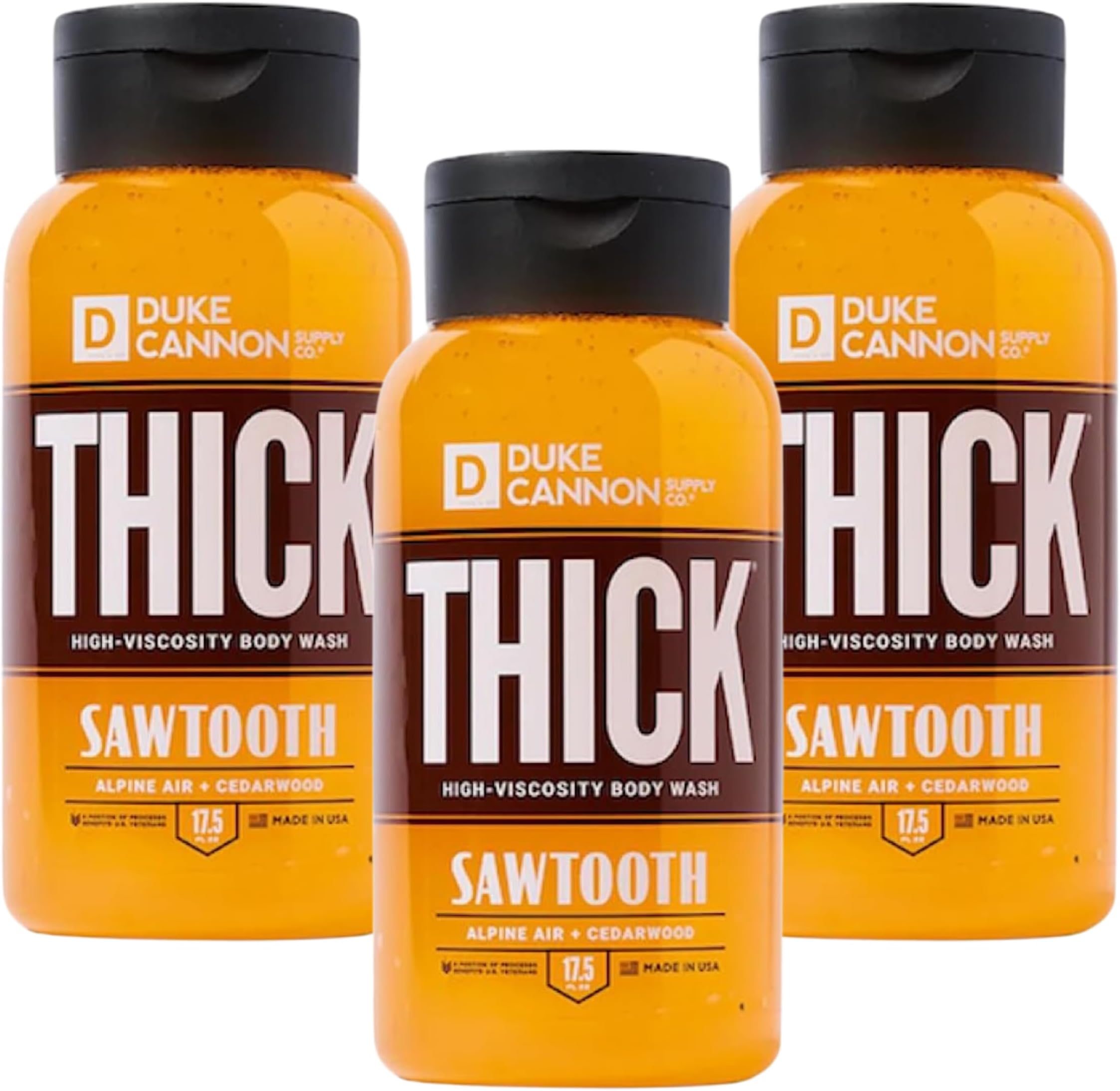 Duke Cannon Thick High Viscosity Body Wash - Sawtooth, Alpine Air and Cedarwood Scent, 17.5 oz (Pack of 3)
