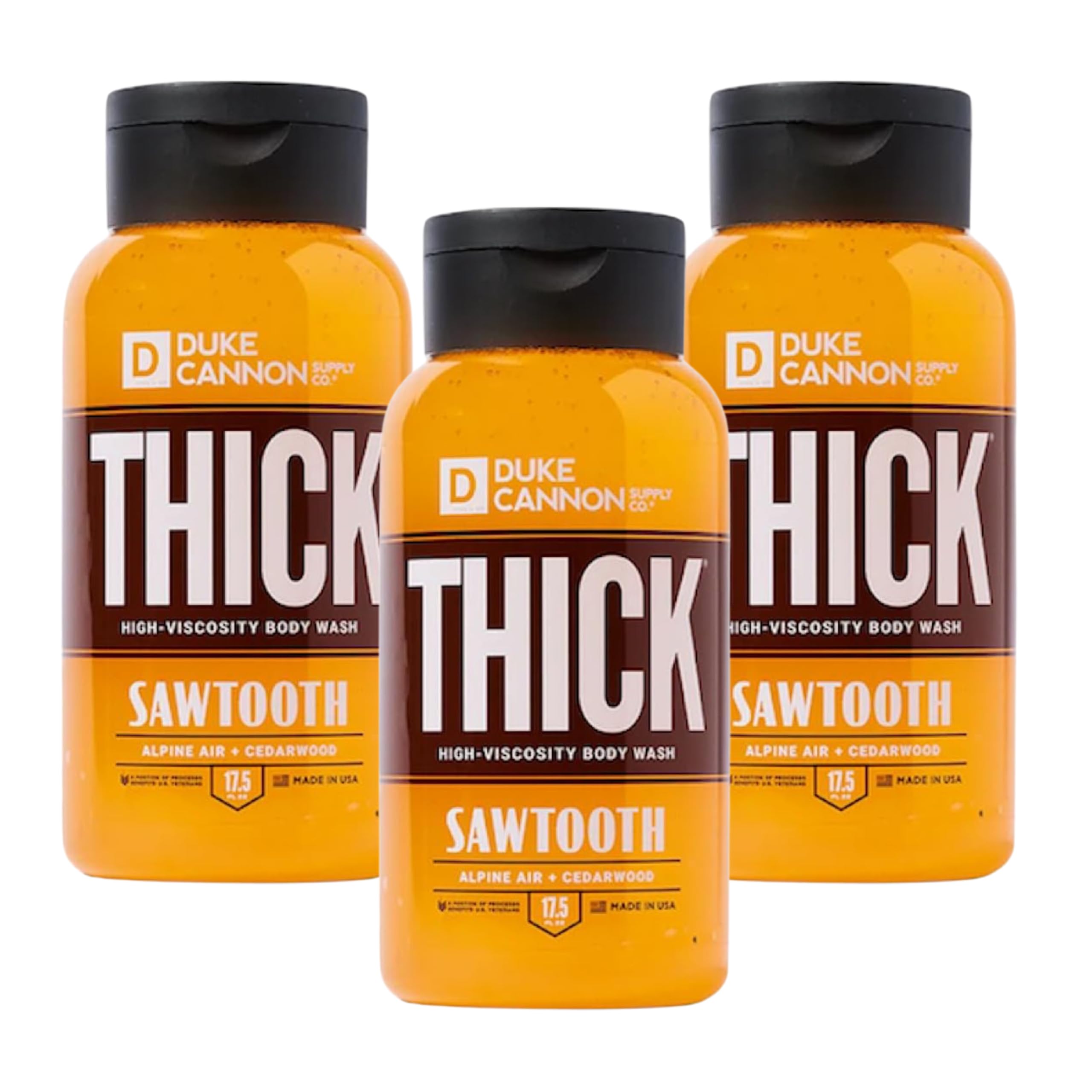 Duke Cannon Thick High Viscosity Body Wash - Sawtooth, Alpine Air and Cedarwood Scent, 17.5 oz (Pack of 3)