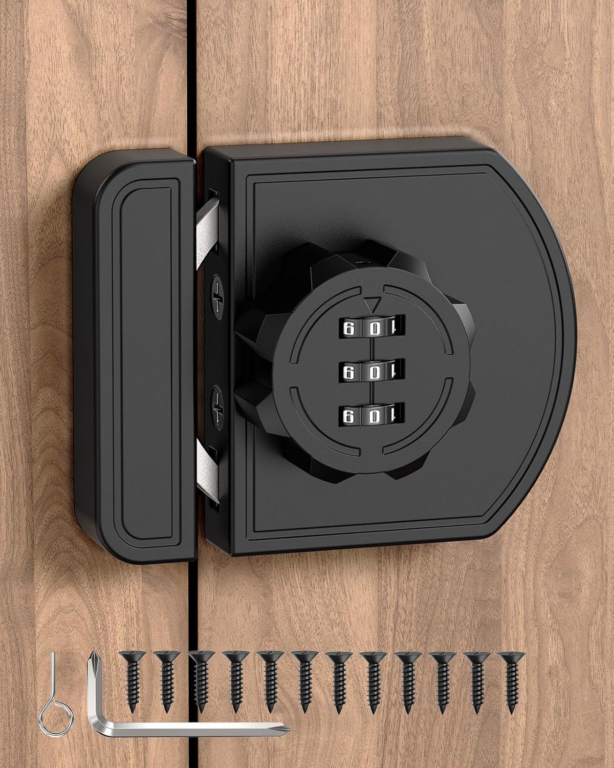 Cabinet Locks with Combination, 180 Degree Keyless Cabinet Lock, 3-Digit Anti Pry Combination Password Lock for Cupboard, Closet, Swinging/Sliding Door(2, Nickel)