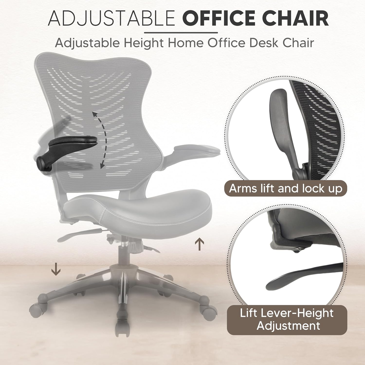 Chair with armrests flipped up