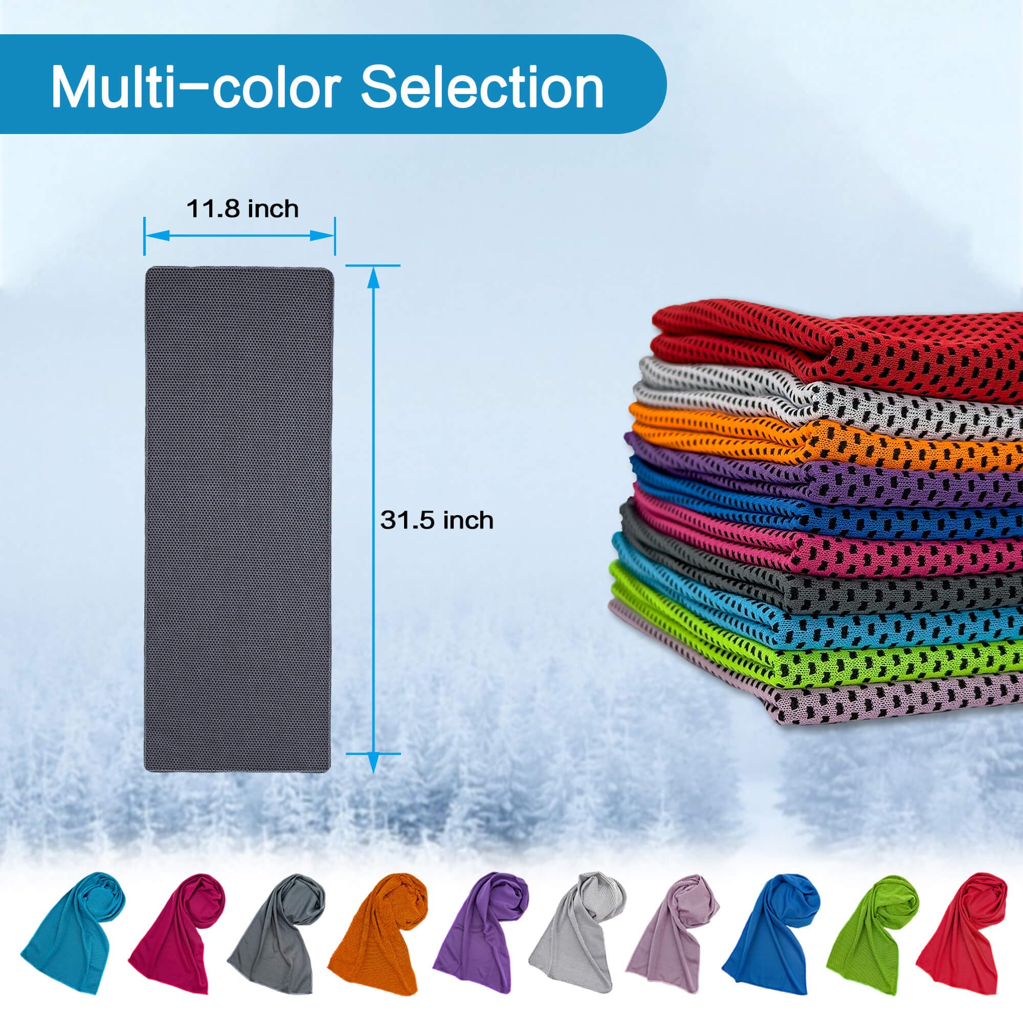 WERBME 20 Packs Cooling Towels, Microfiber Ice Towel Bulk, Cooling Towels for Neck and Face, Soft Breathable Sweat Towel for Sports, Yoga, Golf, Gym, Travel, Camping, Workout & More Activities