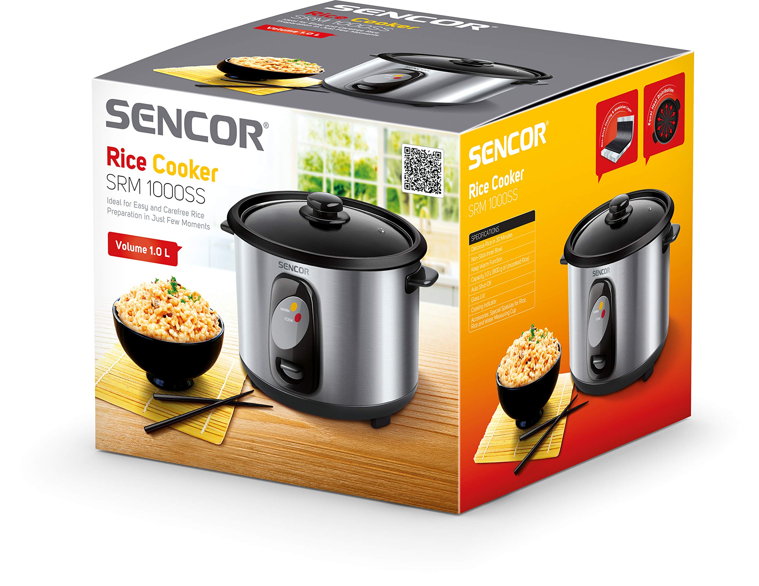 SENCOR SRM 1000SS Sencor Cuiseur à Riz, 400 W, Acier Inoxydable