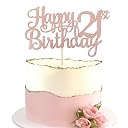 1 PCS Happy 21st Birthday Cake Topper - Glitter Cheers to 21 Years - Fabulous Cake Decoration for 21st Birthday Theme Party - Rose Gold gallery image