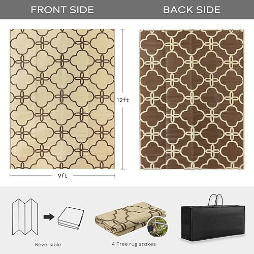 Miniatura 3 de Ashler - Alfombra de paja de plástico para exteriores, impermeable, para patio, reversible, 9 x 12 pulgadas, grande con bolsa de transporte, para