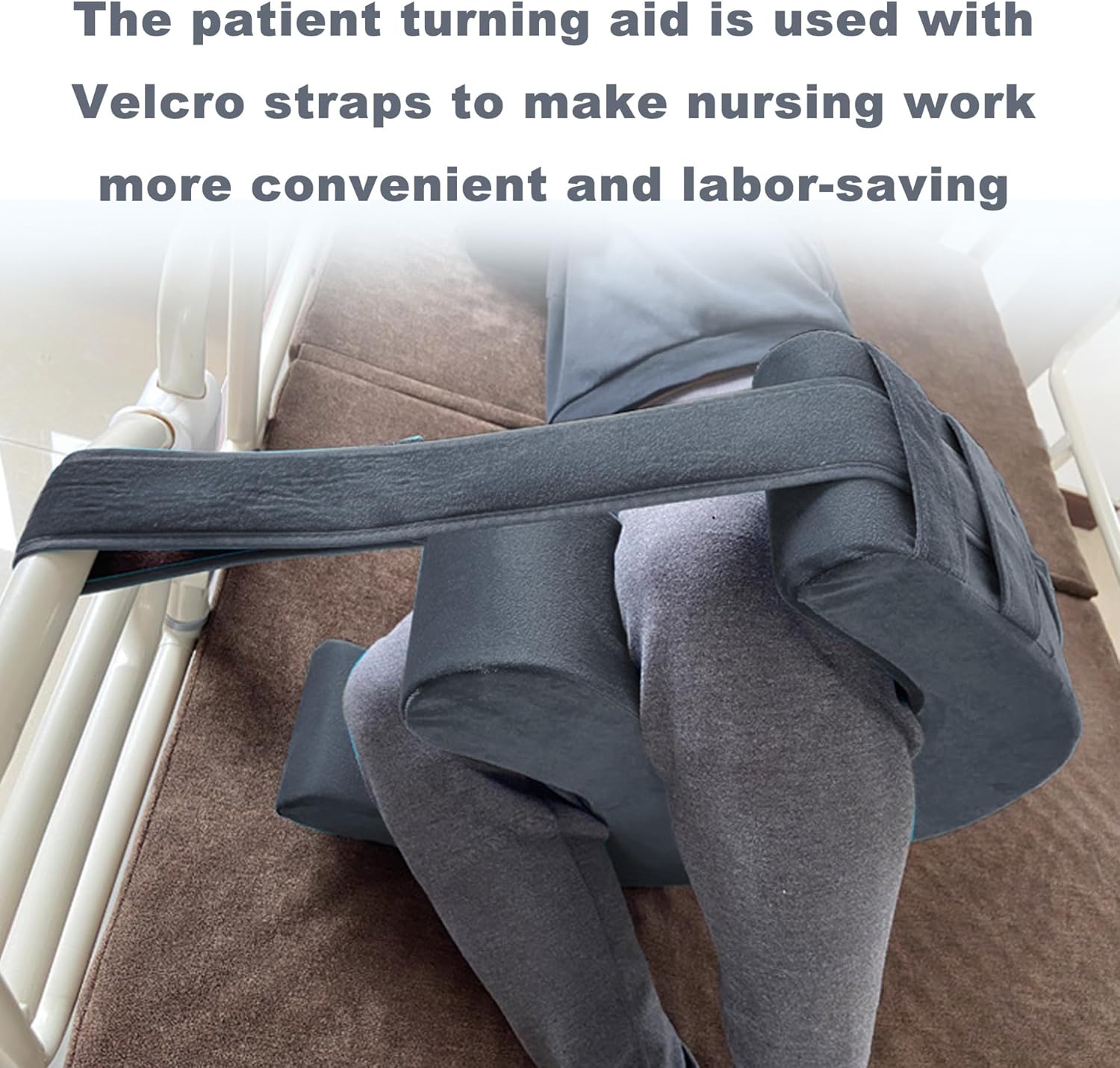 Sexysamba Bedridden Patient Turning Device with Fixing Strap Elderly Assistance Products Bed Rest Leg Pillow Patient Lift Aid Flannel Multifunctional Anti-Decubitus Nursing Products, Gray