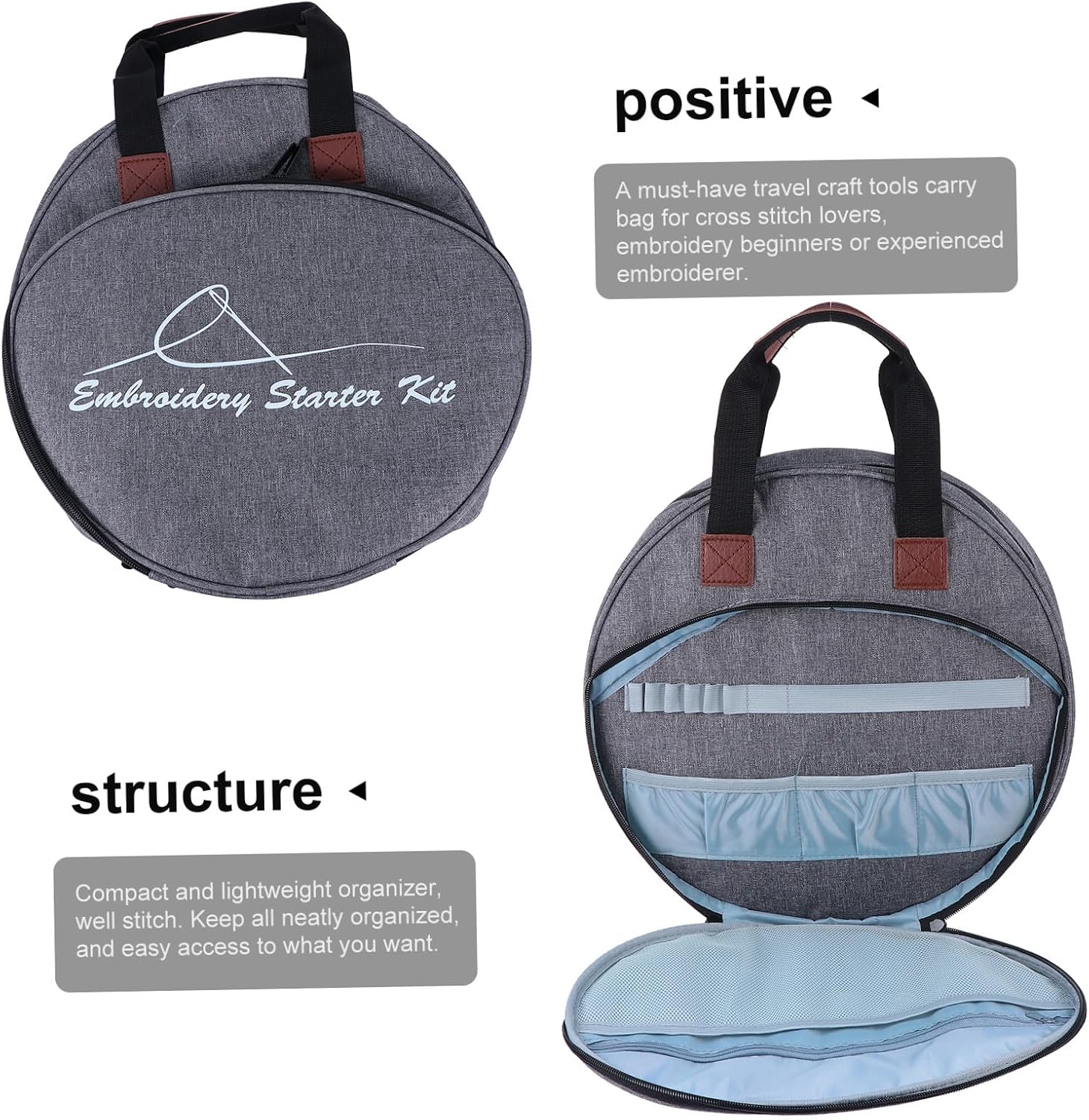 Uonlytech Embroidery Project Pouch Bag Organizer Reusable Tote for Needles Accessories