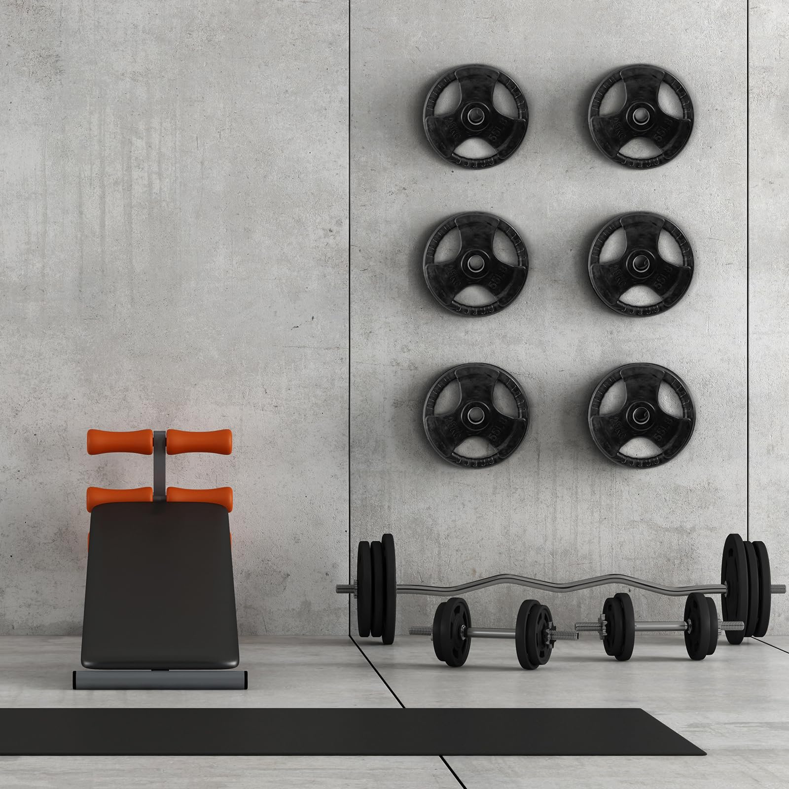 Soporte para discos de peso de acero para montaje en pared para platos de 5 cm