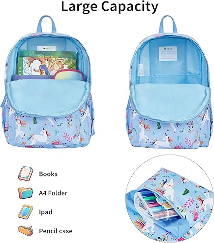 Miniatura 7 de KK CRAFTS Mochila preescolar para jardín de infantes y niños pequeños, mochilas escolares para niños y niñas con correa para el pecho, Azul