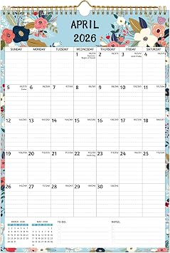 Wall Calendar 2026-2027 Apr.2026 - Sep.2027, Calendar 2026-2027 Wall, 18 Monthly Calendar, 12 x 17 In, 2026-25 Calendar with Large Blocks, Thick Paper, Holidays, To-do & Notes, Great for Organizing