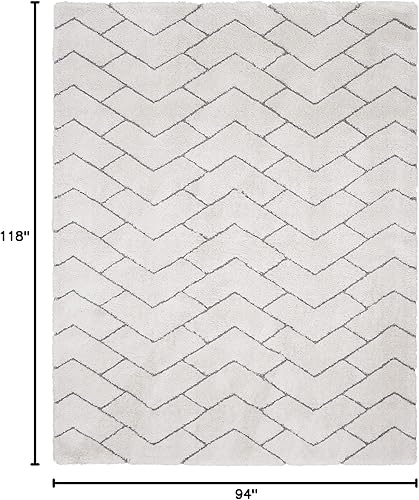Miniatura 2 de Nourison Lujosa alfombra abstracta marfilgris de 7 pies 10 pulgadas x 9 pies 10 pulgadas, fácil de limpiar, no se desprende, para dormitorio, sala
