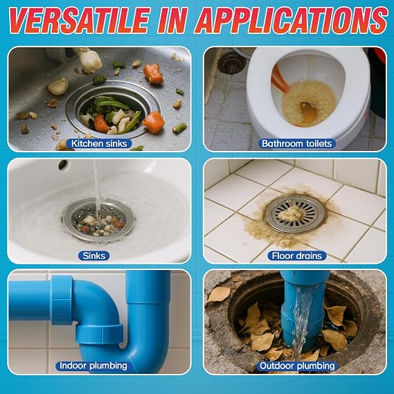 Drain Clog Remover, Powerful Sink Drain Cleaner Powder, Fast Removes Clogs, Hair, Grease & Soap Scum, for Pipes Home Use (260g)