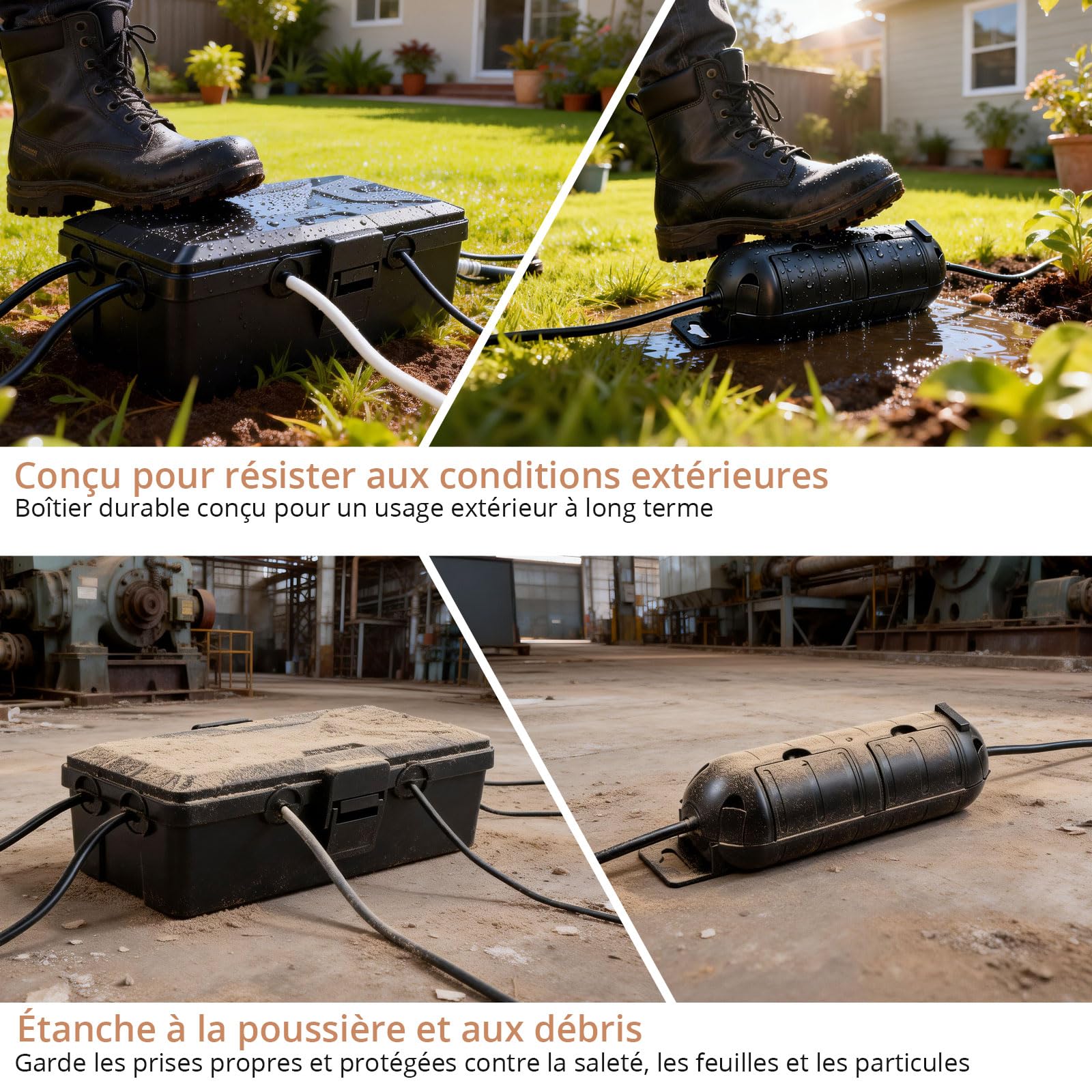Kamtop Boîtier Étanche Extérieur IP54 – Coffret de Protection Électrique ABS, Résistant aux Intempéries, pour Jardin, Éclairage Extérieur, Rallonge, Installation Facile