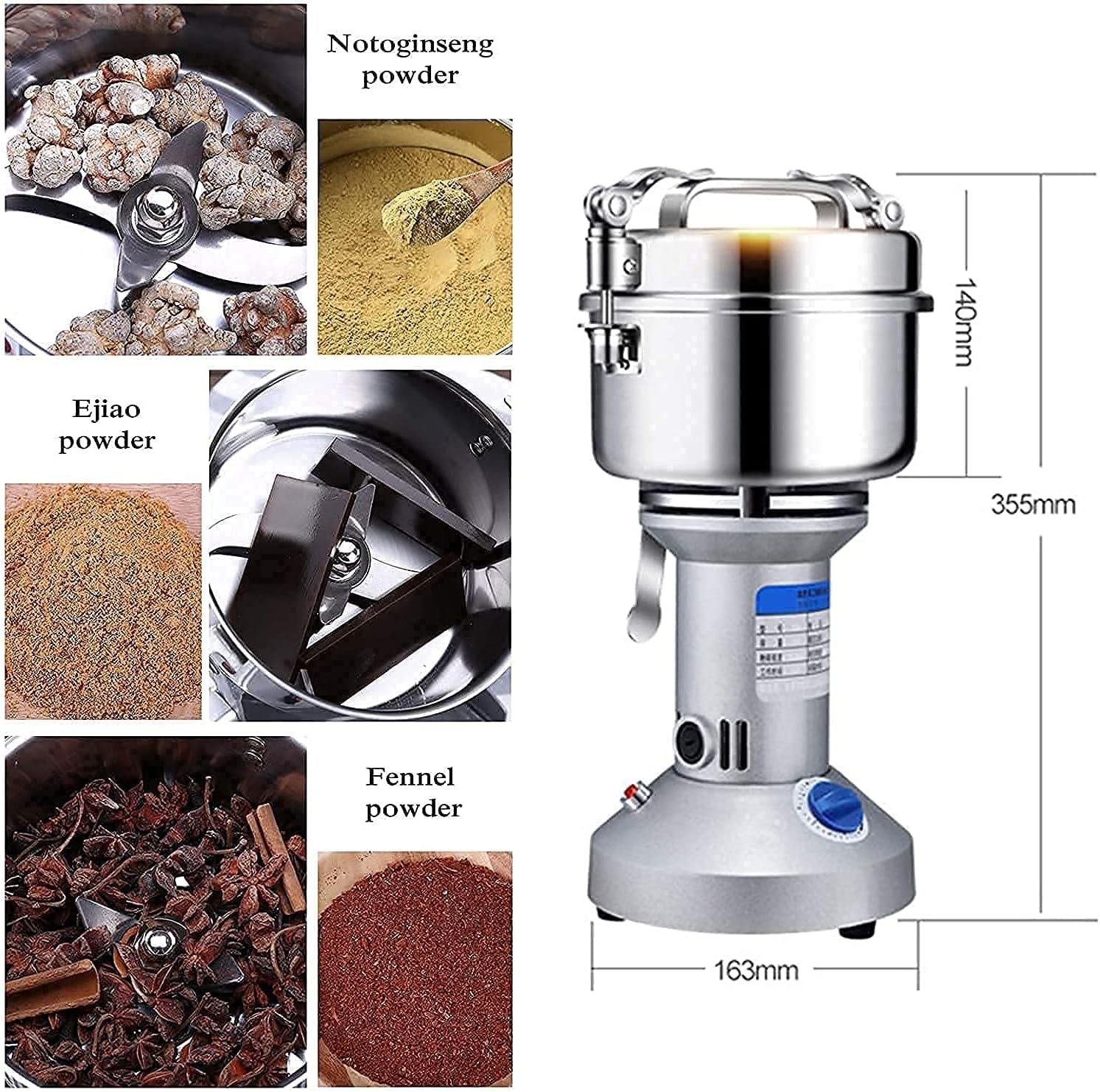 Automatic Brewing Coffee Grinder Electric Grain Grinder Steel Safety Upgraded Spice Herb Pulverizer High-Speed 70-300 Mesh Cereals Dry Grinder Machine,Safe A