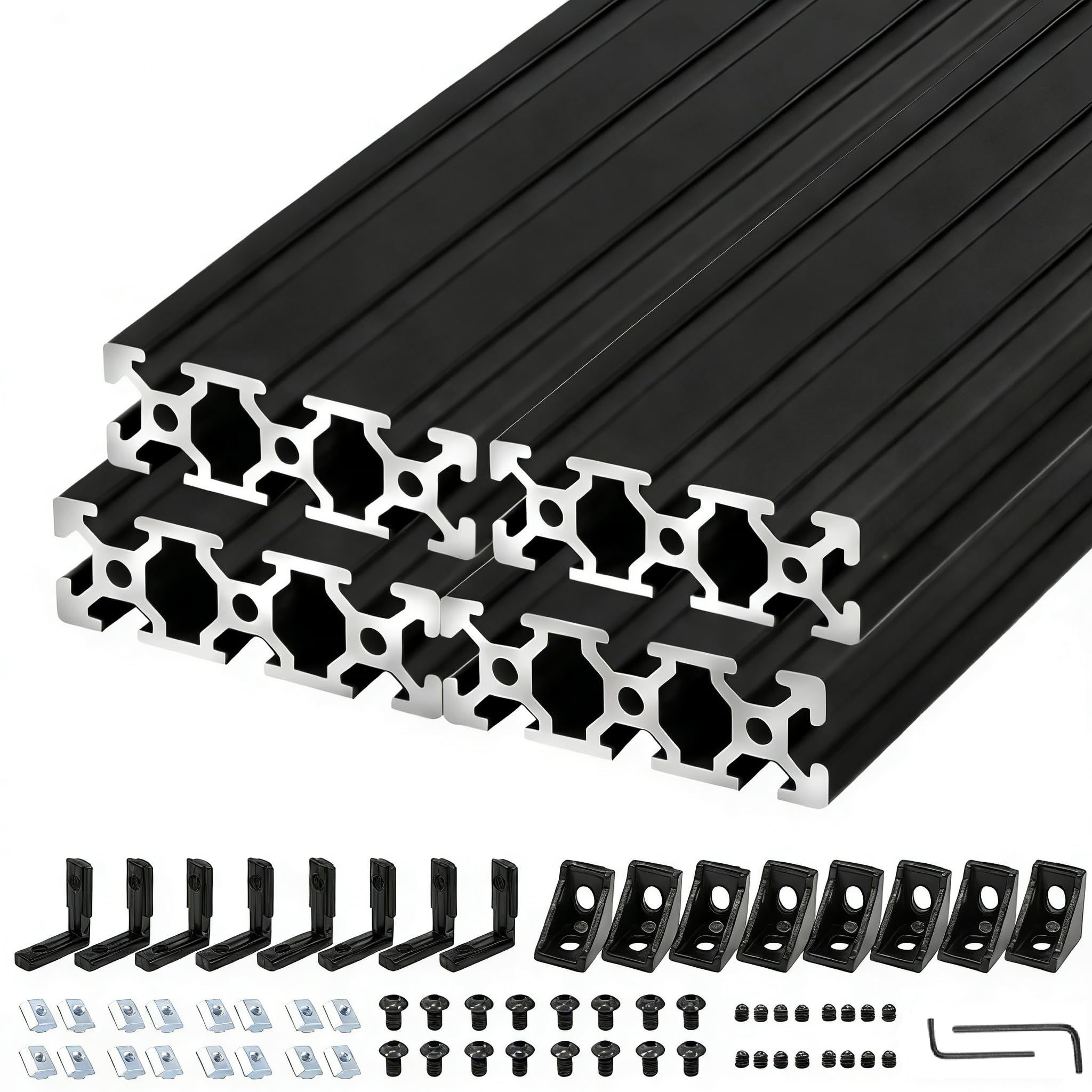 2 Pack 2060 T Slot Aluminum Extrusion 1830mm 72 Inch Black