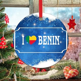 Benin I Love Christmas Ornament for Kids Benin Christmas Party Supplies World Traveler Ceramic Ornaments Hanging Pendant for Xmas Tree Patriotic for New Home