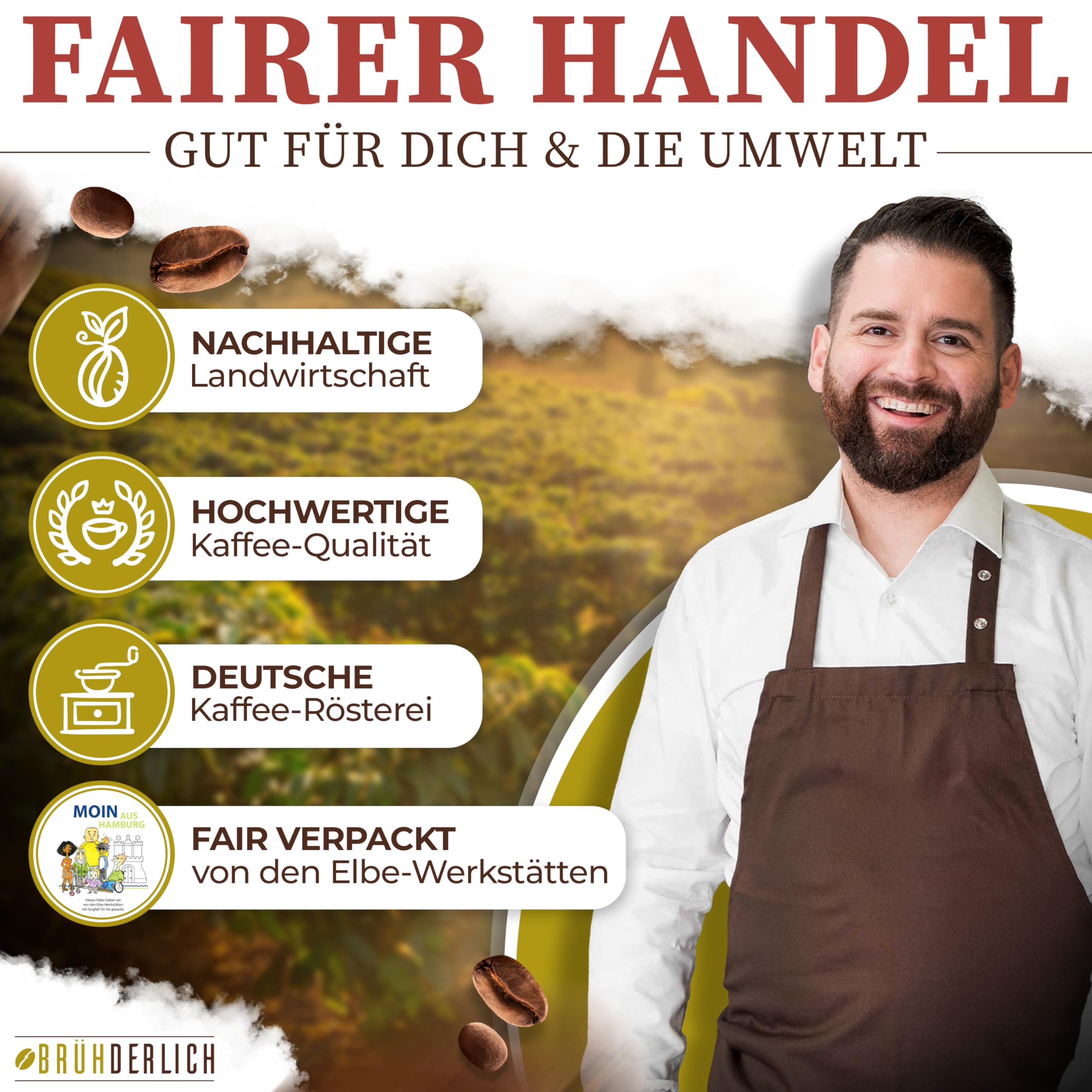 BRÜHDERLICH Kaffee Geschenkset 500g (4×125g) ganze Bohnen Premium Arabica Coffee Beans Geschenk für Kaffeeliebhaber