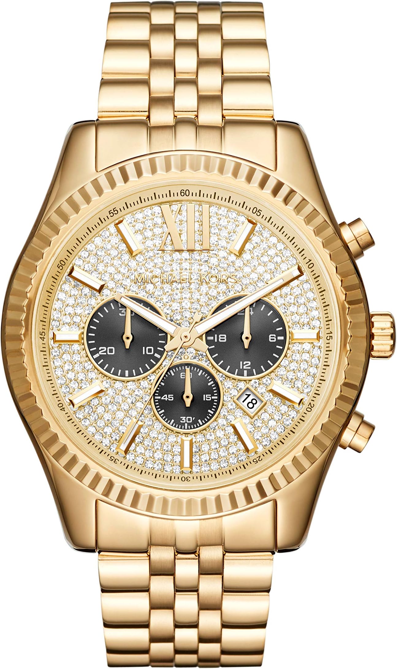 Michael Kors Lexington Watch for Men, 44mm Quartz Chronograph Movement with Stainless Steel Strap