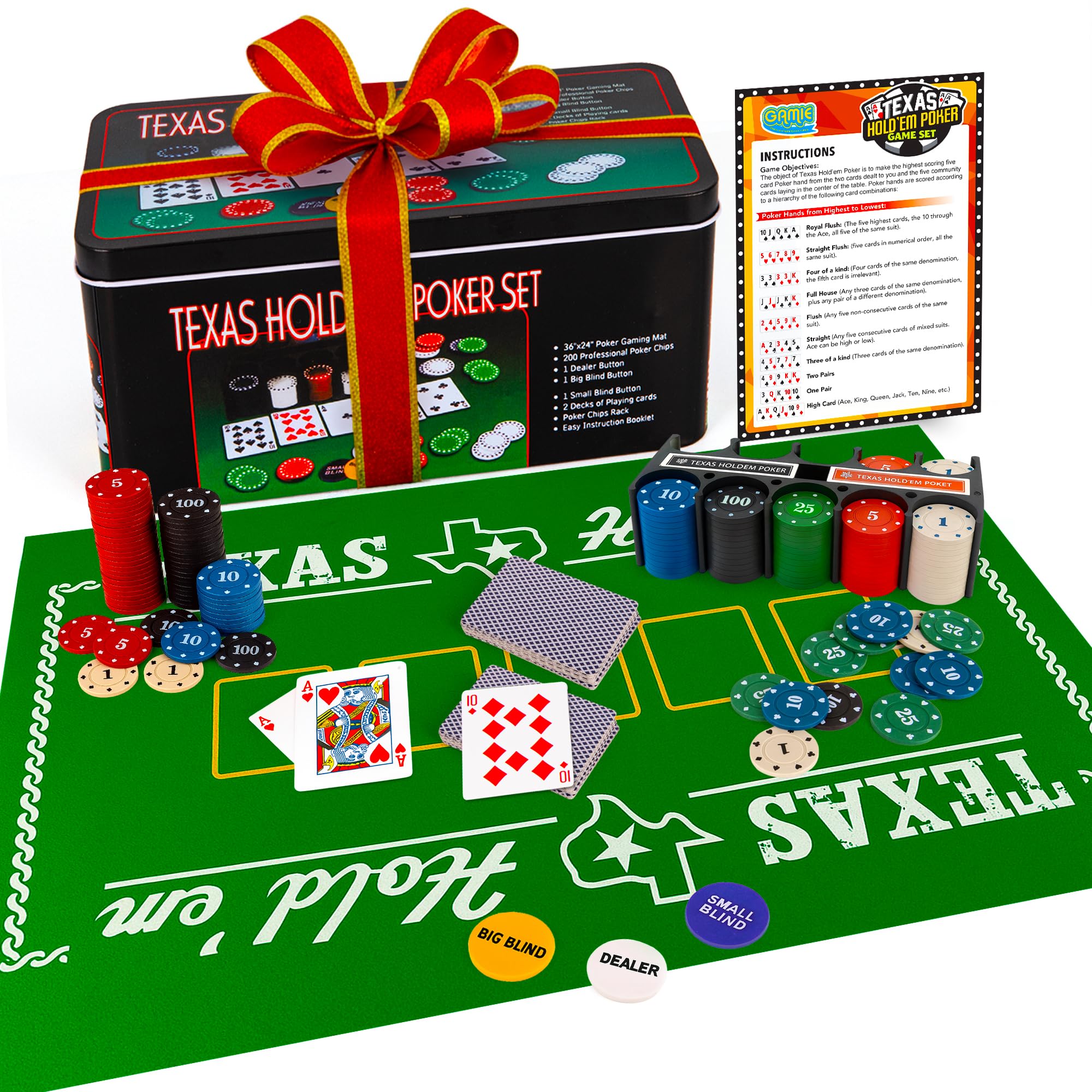 Amazon.com: Gamie Texas Holdem Poker Game Set - Includes Hold'em