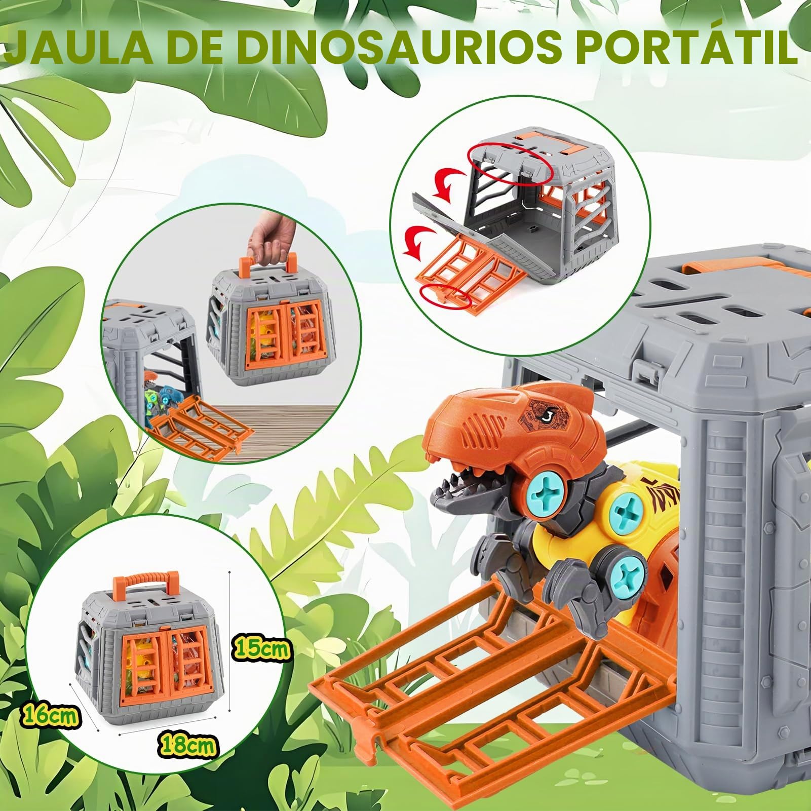 STAY GENT Dinosaurios Juguetes para Niños con Taladro Eléctrico Jaula Caja de Almacenamiento, Dinosaurio Dducativos Stem Construccion Juguete Navidad Cumpleaños Regalos para Niños Niñas 3 4 5 7 Años
