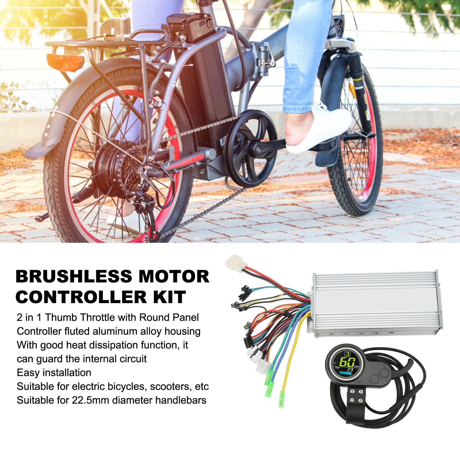 Elektroroller-Teile, LCD-Anzeigefeld, geriffeltes Metall-Controllergehäuse, integrierter Daumengashebel, einfache Installation, breite Kompatibilität für die meisten