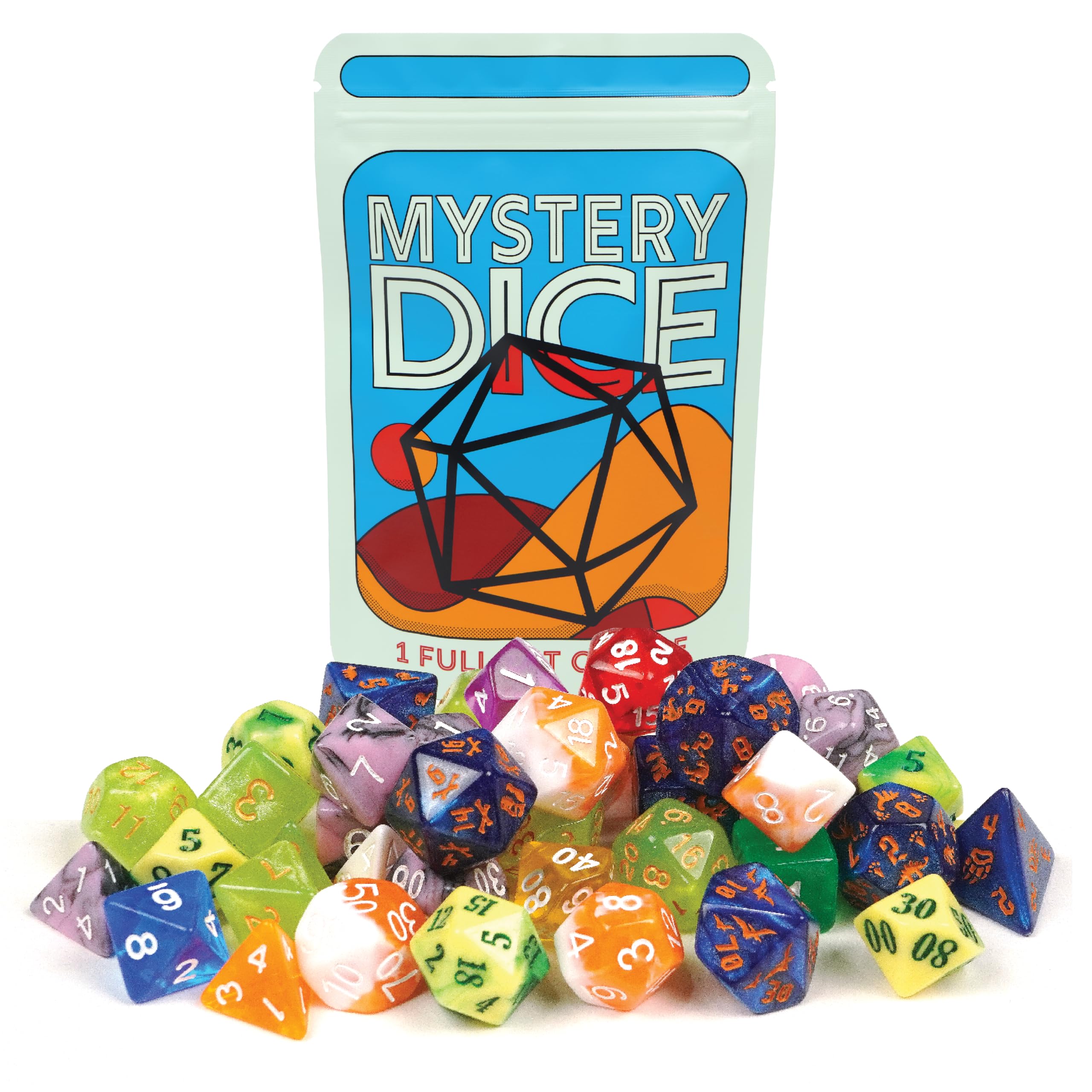 1985 Games Mystery Dice, DND Dice Set of 7 Polyhedral Dice, Wide Range of Patterns, Gaming Dice, Suitable for Role Playing, Table Games (Mystery Pack of 1)