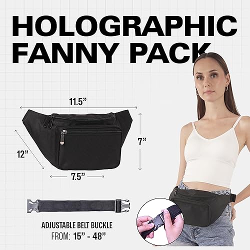 Miniatura 3 de Riñonera negra I Riñoneras para hombre a la moda Bolso cruzado de la riñonera Manos libres para senderismo, Halloween, correr, viajes, impermeable