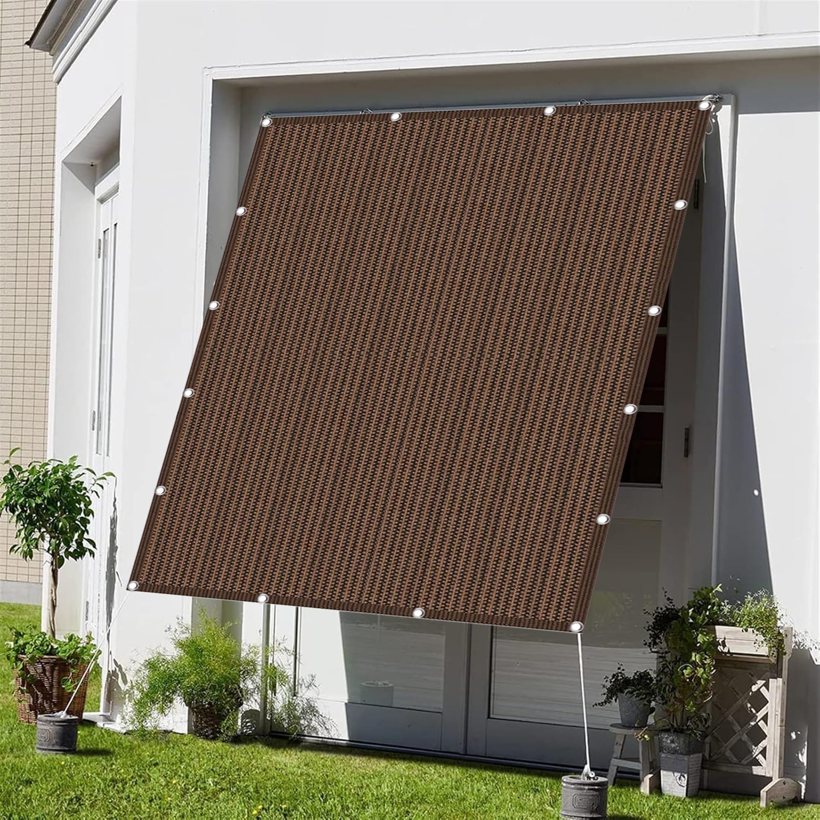 RecuSun Żagiel 40 x 120 cm z linami, odporny na warunki atmosferyczne i rozdarcie, ochrona przed wiatrem, idealny do ogrodu i balkonu, blokada UV w kolorze brązowym, do użytku na zewnątrz