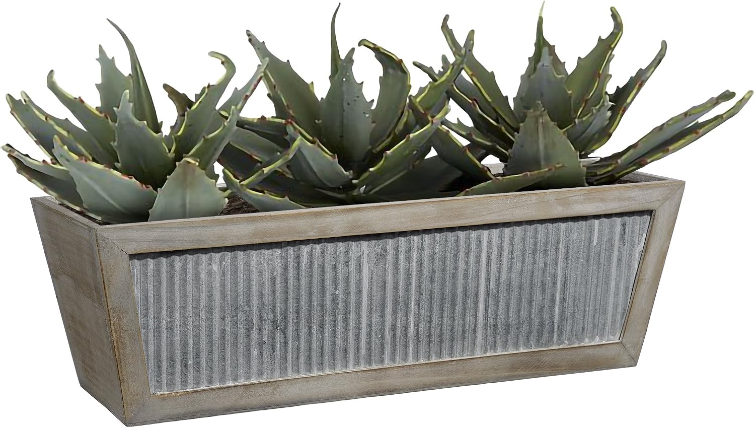 Classic Home and Garden Wood Window Box - Galvanized Accent