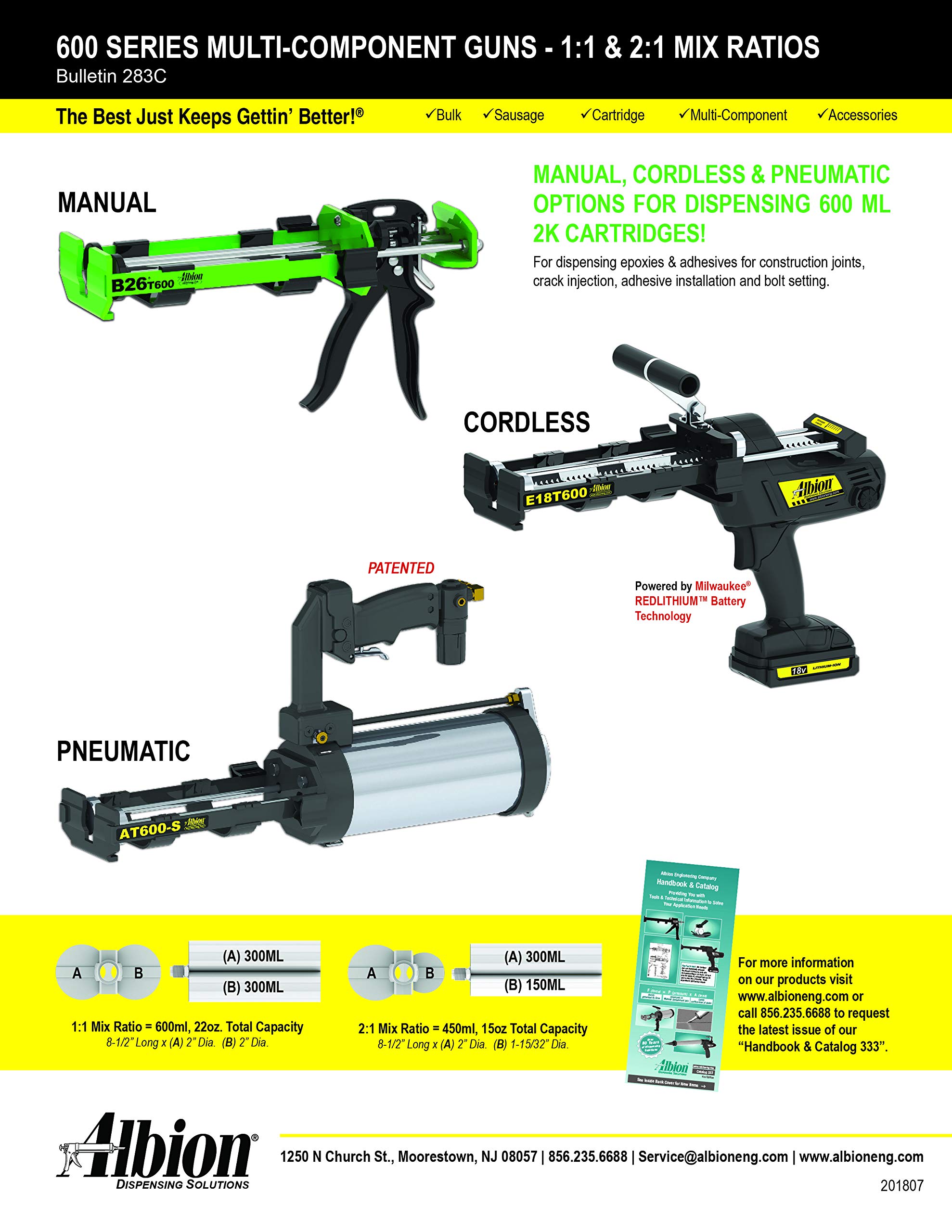 Albioneng Albion Engineering B12S20 Manual Drive Sausage Caulk Gun, 20