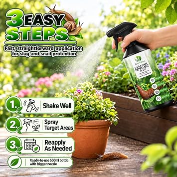 Slug and Snail Repellent Spray for Indoor & Outdoor 500ml, 2-Pack