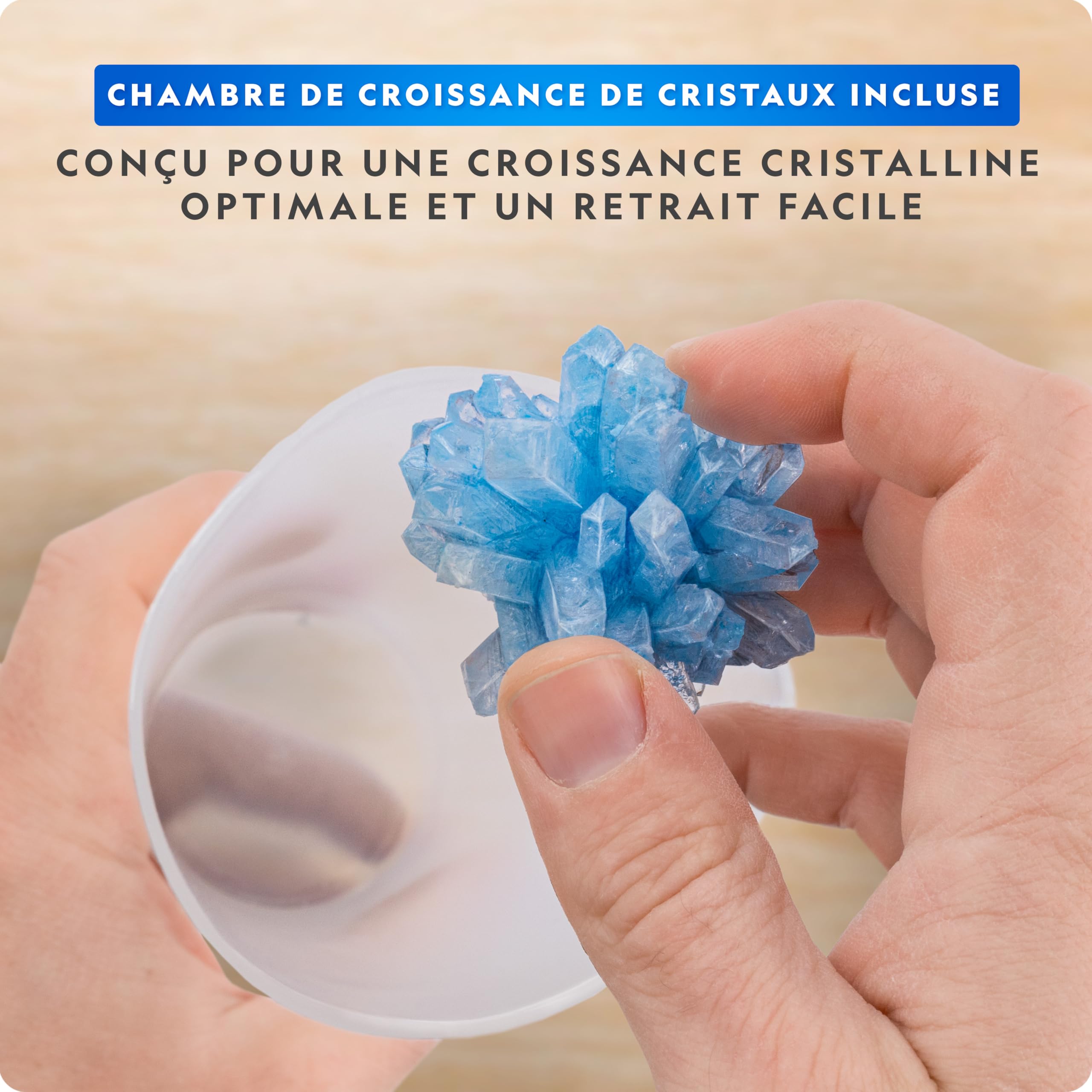 Kit de Cristaux National Geographic – Faites Pousser 3 Cristaux Colorés avec Socle Lumineux et Guide, Inclut Une Géode, de la Fluorite Verte et d’Autres Gemmes Réelles