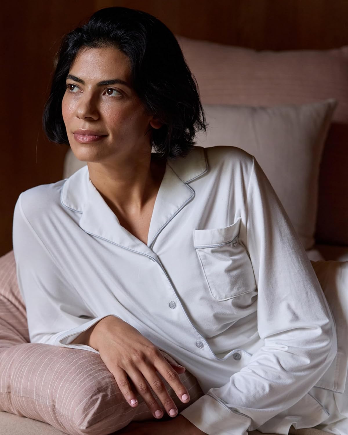 Cozy Earth 100% Viscose From Bamboo Long Sleeve Pajama Set For Women - Button-Up Sleepwear - Image 3