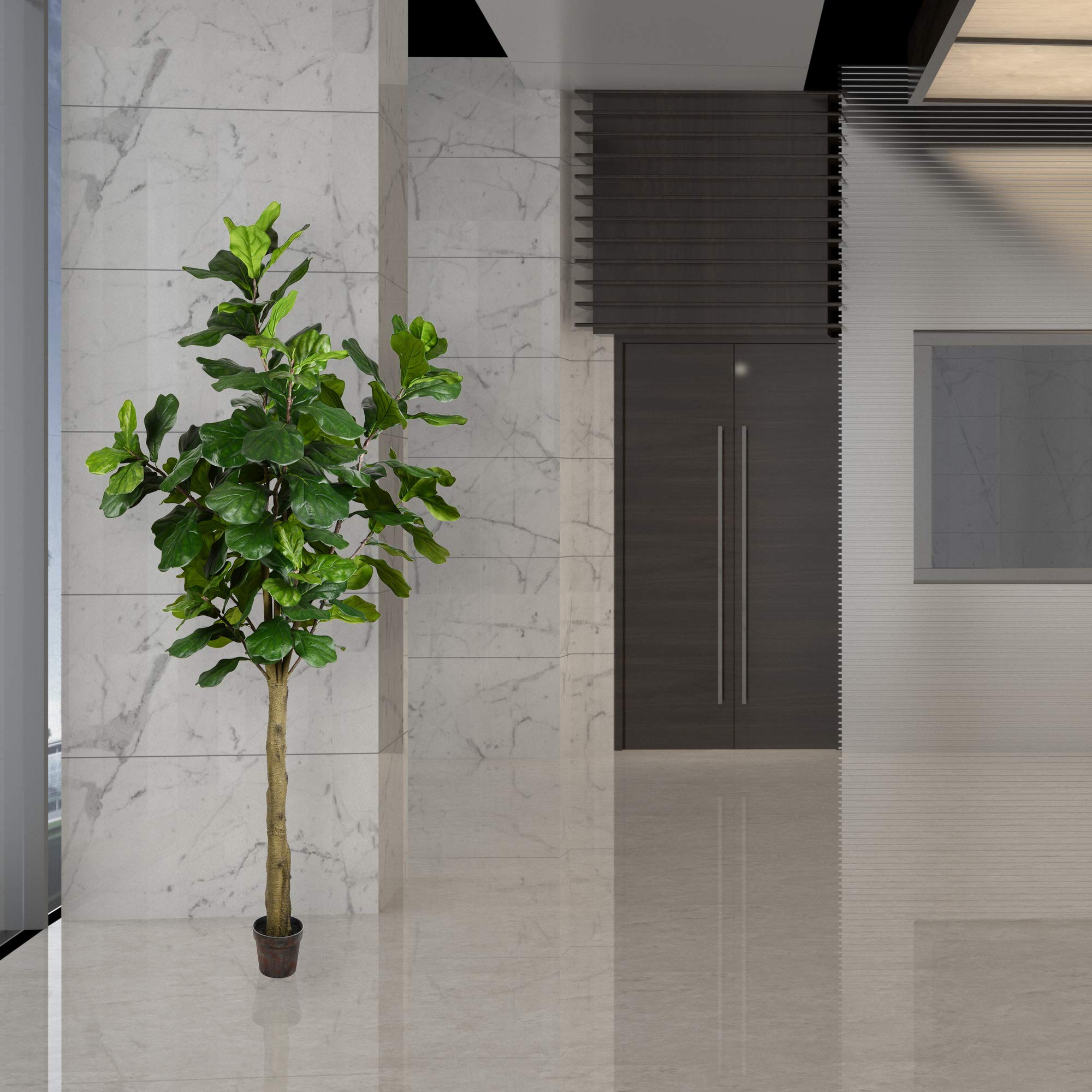 Vickerman Everyday Faux Fiddle Leaf Fig Tree 8ft Tall Green Silk