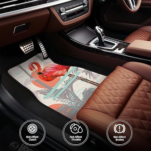 Miniatura 5 de LAKIMCT Alfombrillas de neopreno para automóvil de flamenco floral de verano, para automóvil, impermeables, antideslizantes, juego completo,