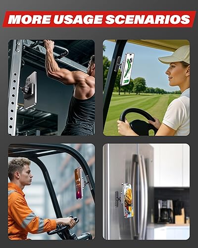 Miniatura 7 de A2C Soporte magnético para teléfono para gimnasio, base de aleación de aluminio que se fija a superficies metálicas, soporte de teléfono de gimnasio