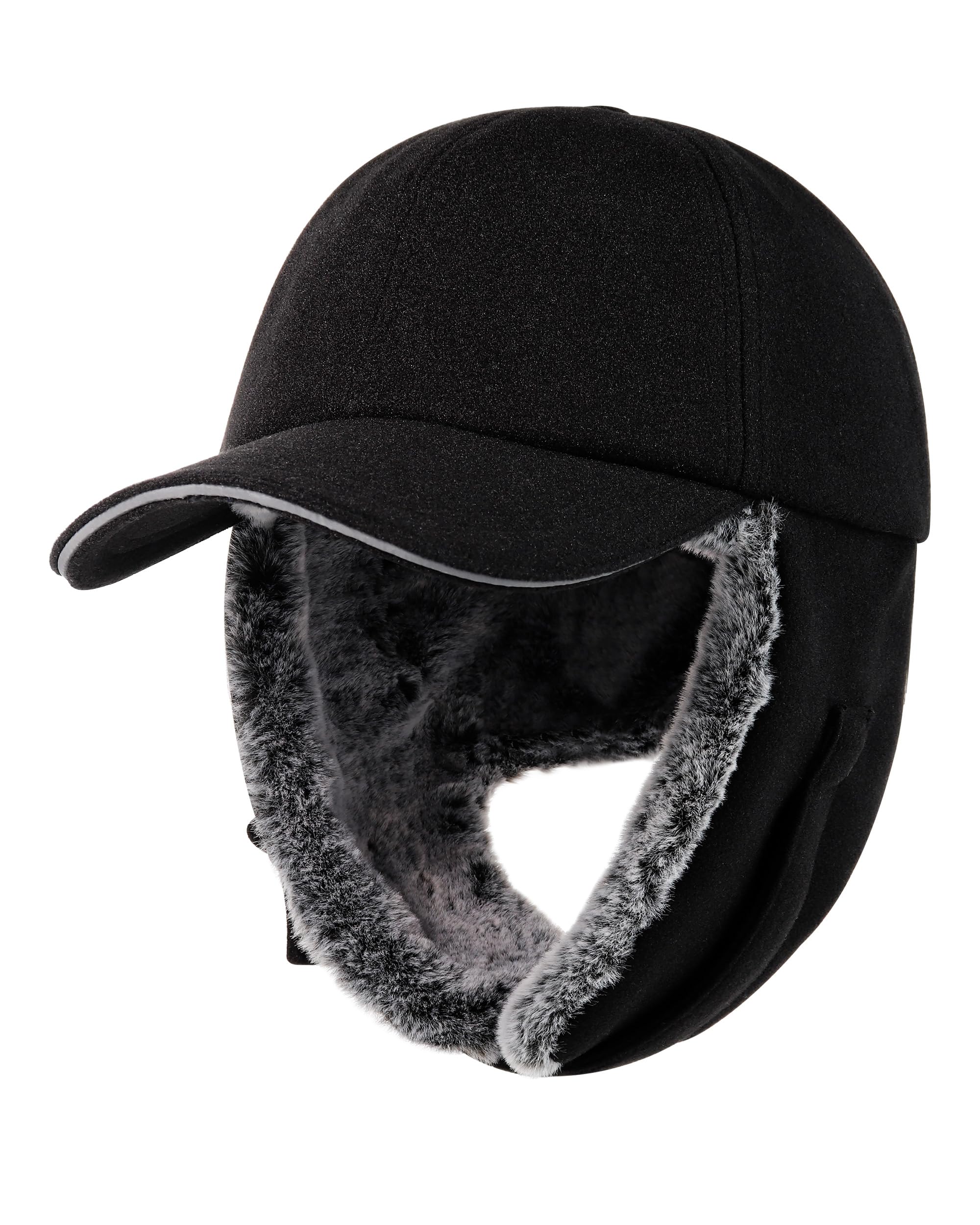 Gisdanchz Gorra Beisbol Invierno con Orejeras - Totalmente Forrada con Piel Sintétic