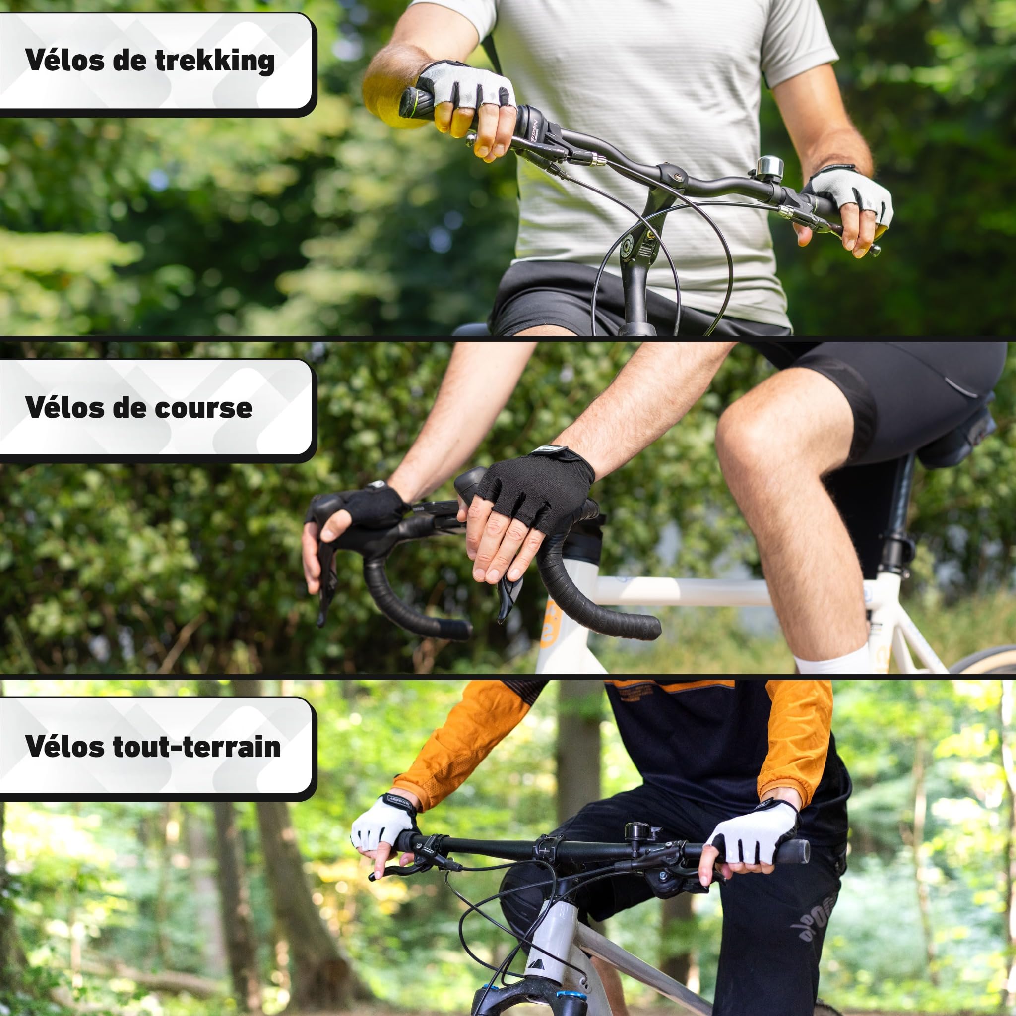 Valkental® – Gants de vélo rembourrés sans Doigts | Respirants, Doux & légers | pour Homme & Femme – VTT, Route, Trekking